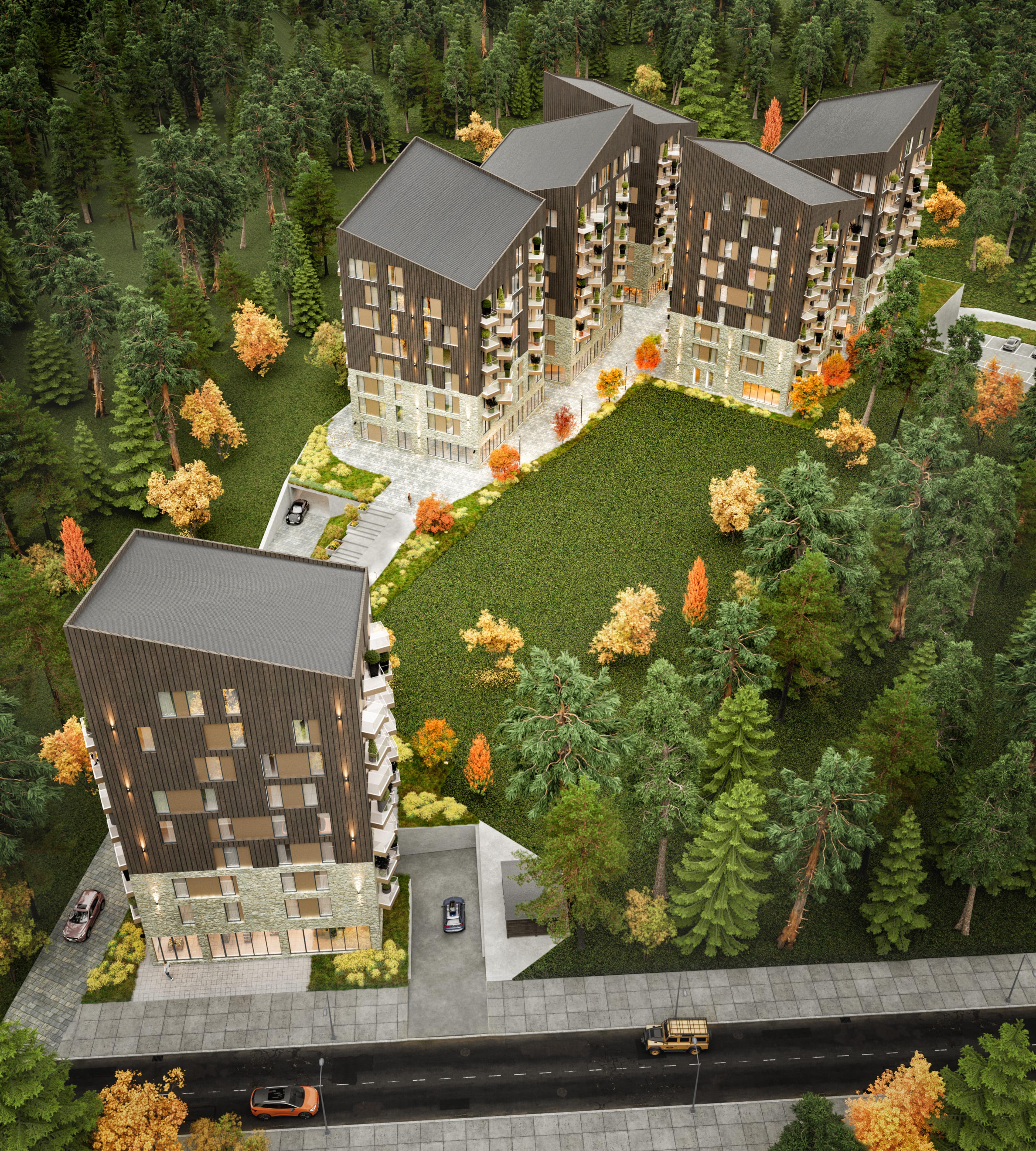Render, fourth view, Housing Building Zlatibor