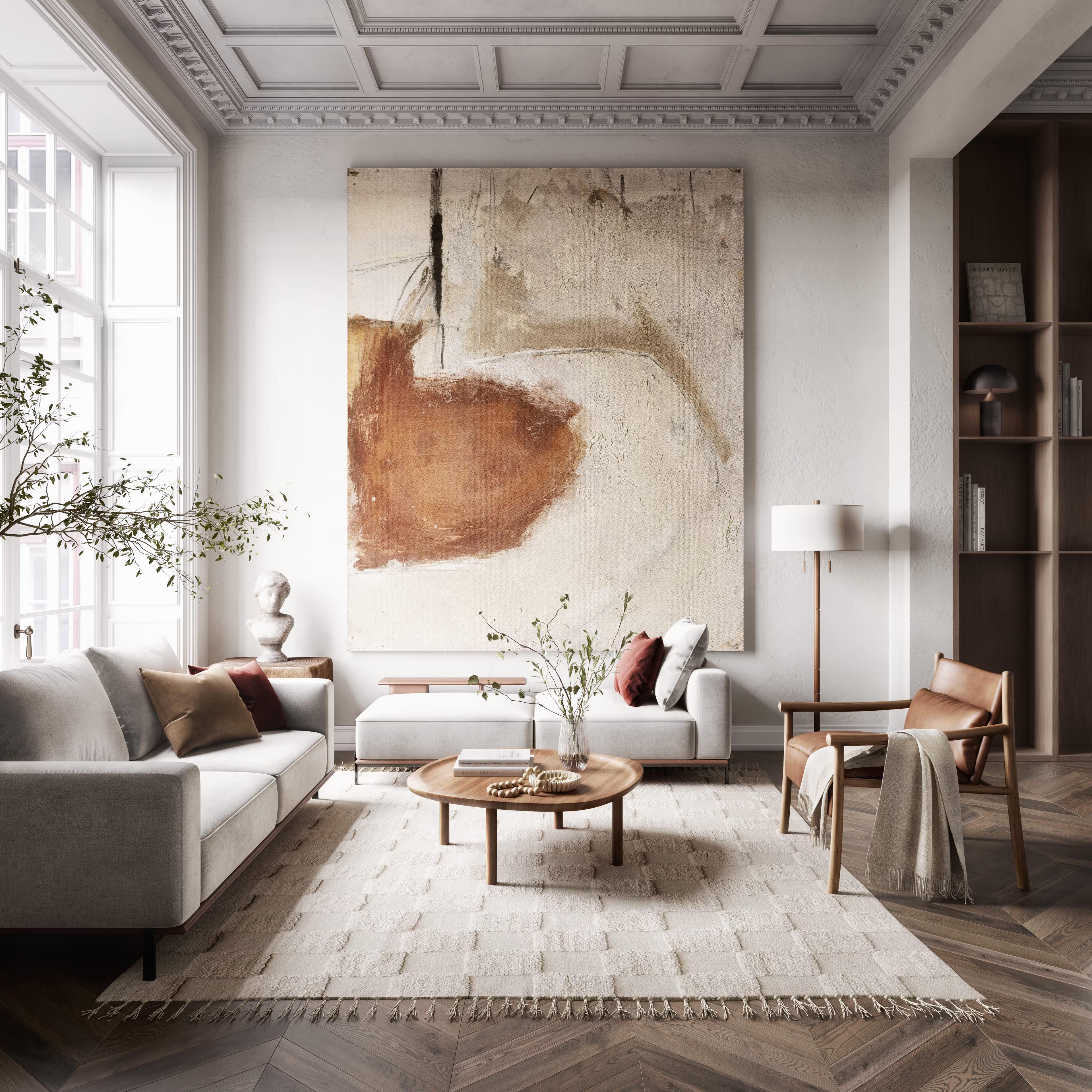 Living room with large abstract artwork