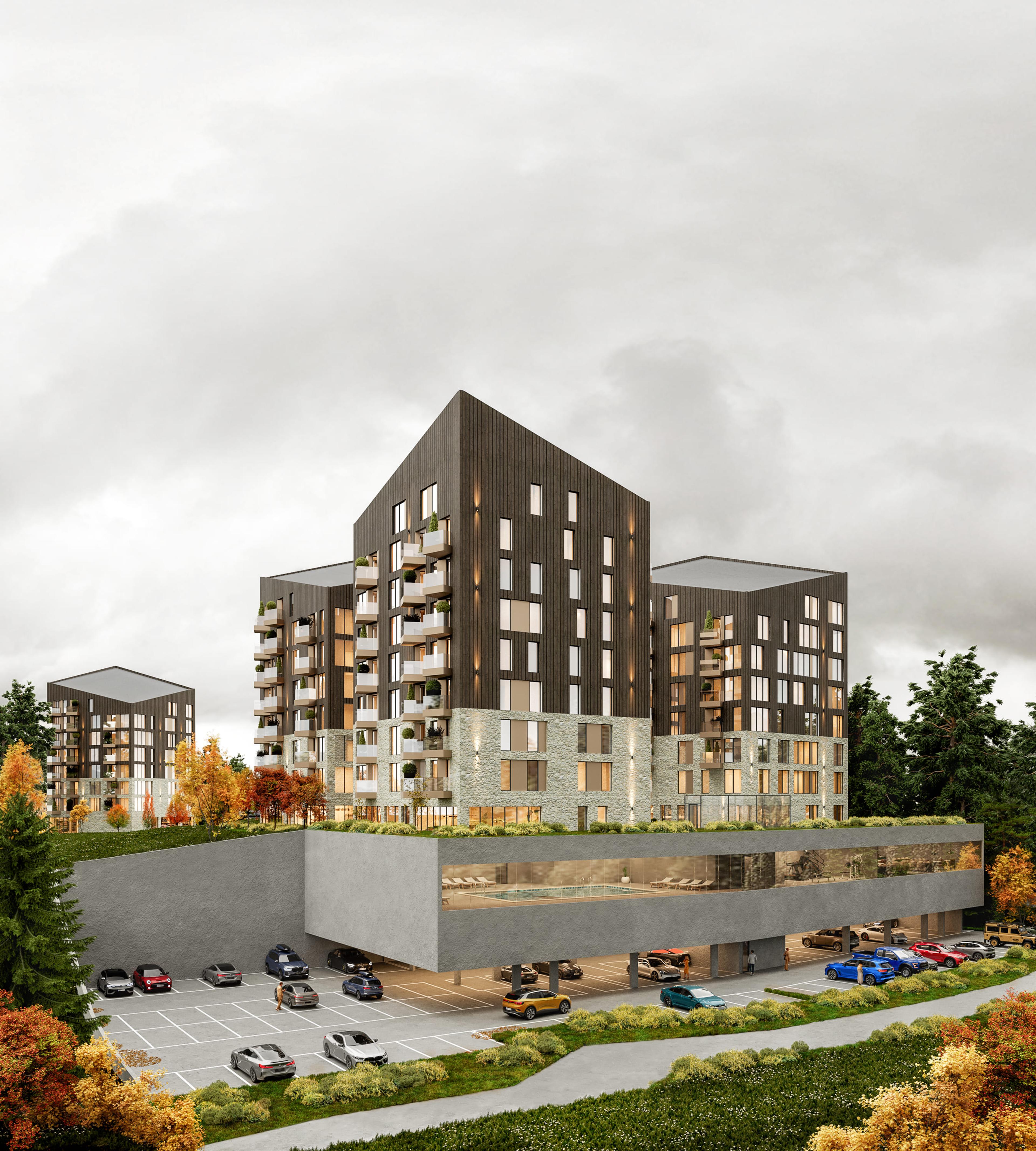Render, third view, Housing Building Zlatibor