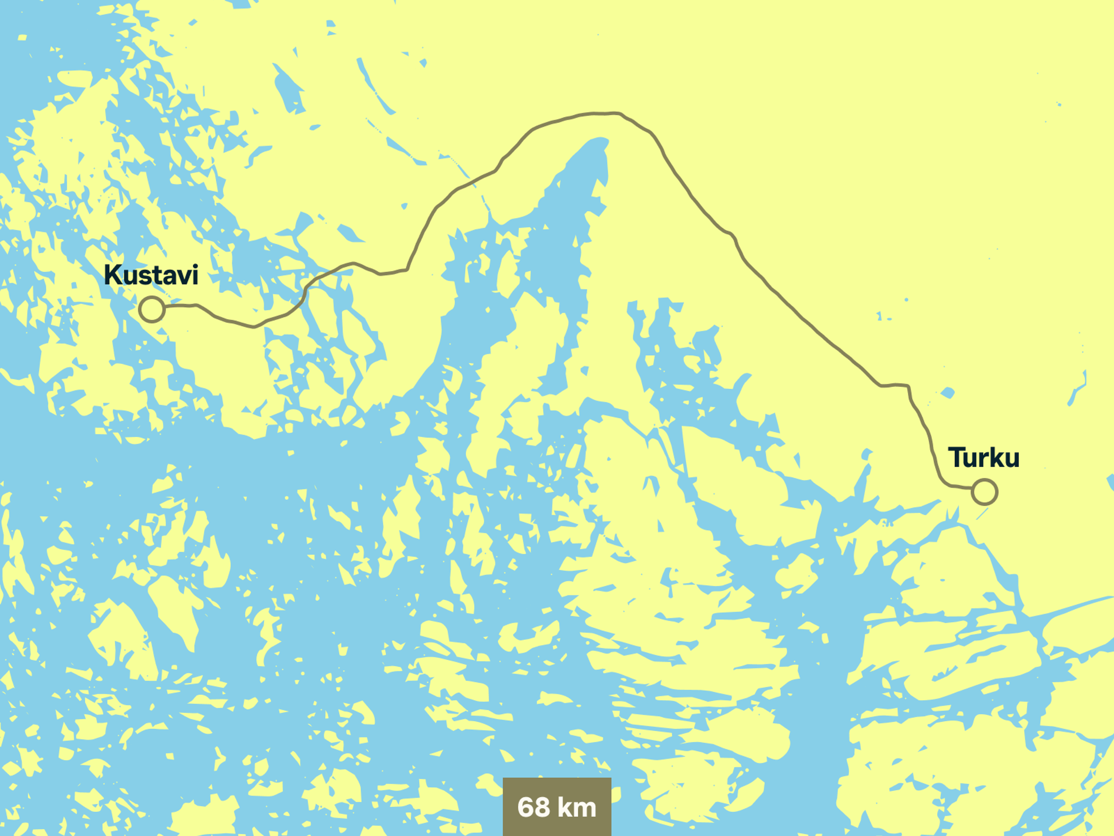 Route from Turku to Kustavi