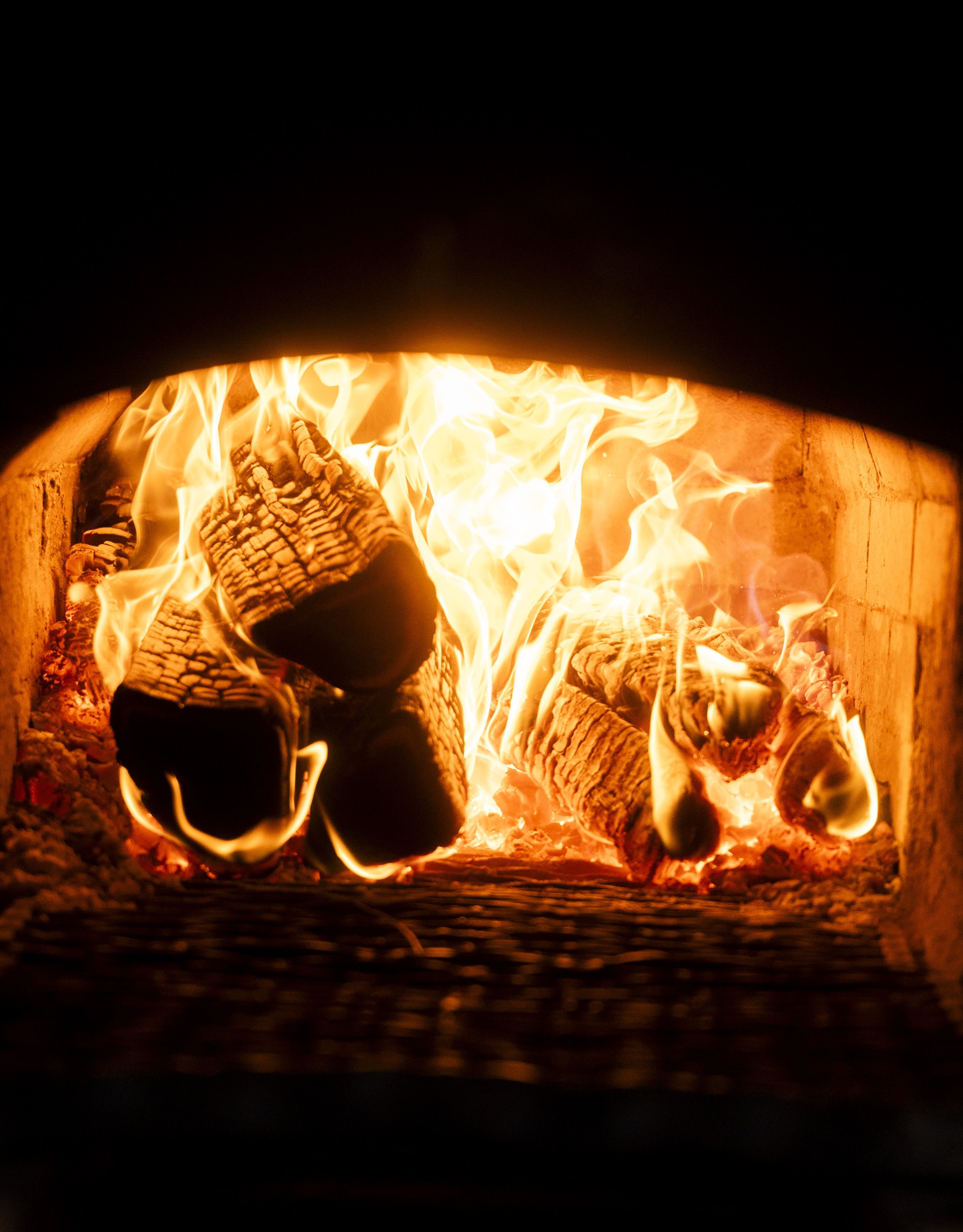 Logs burning in a sauna