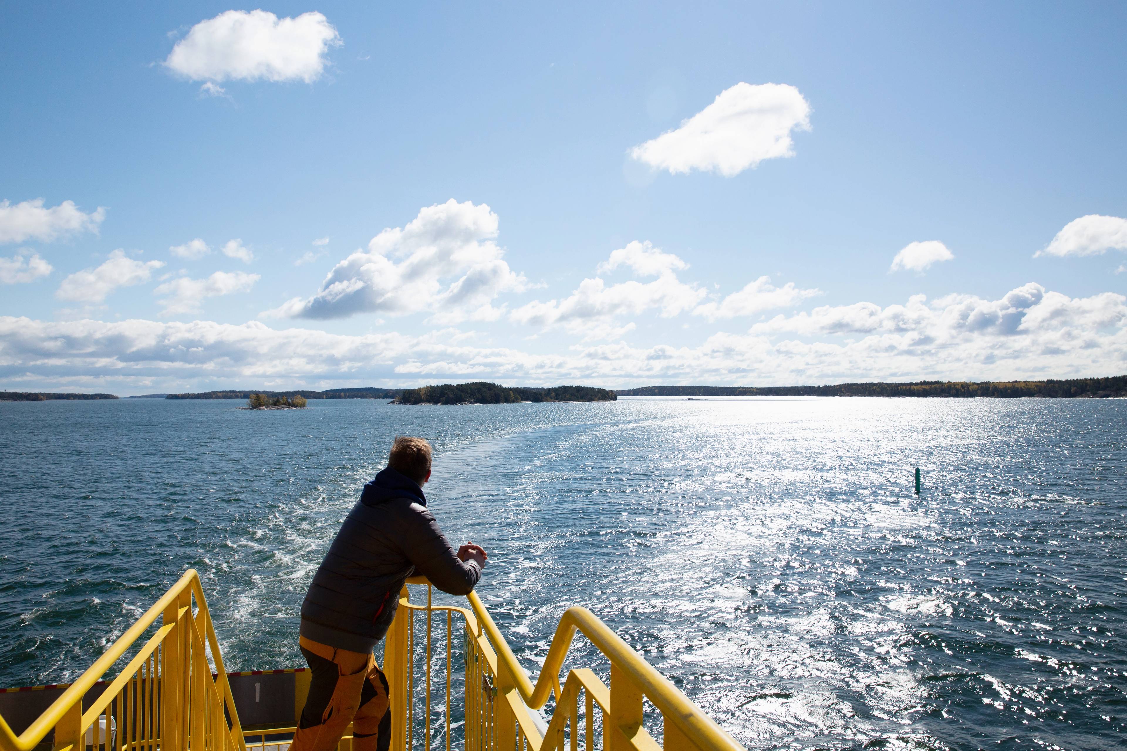 A person in a ferry.