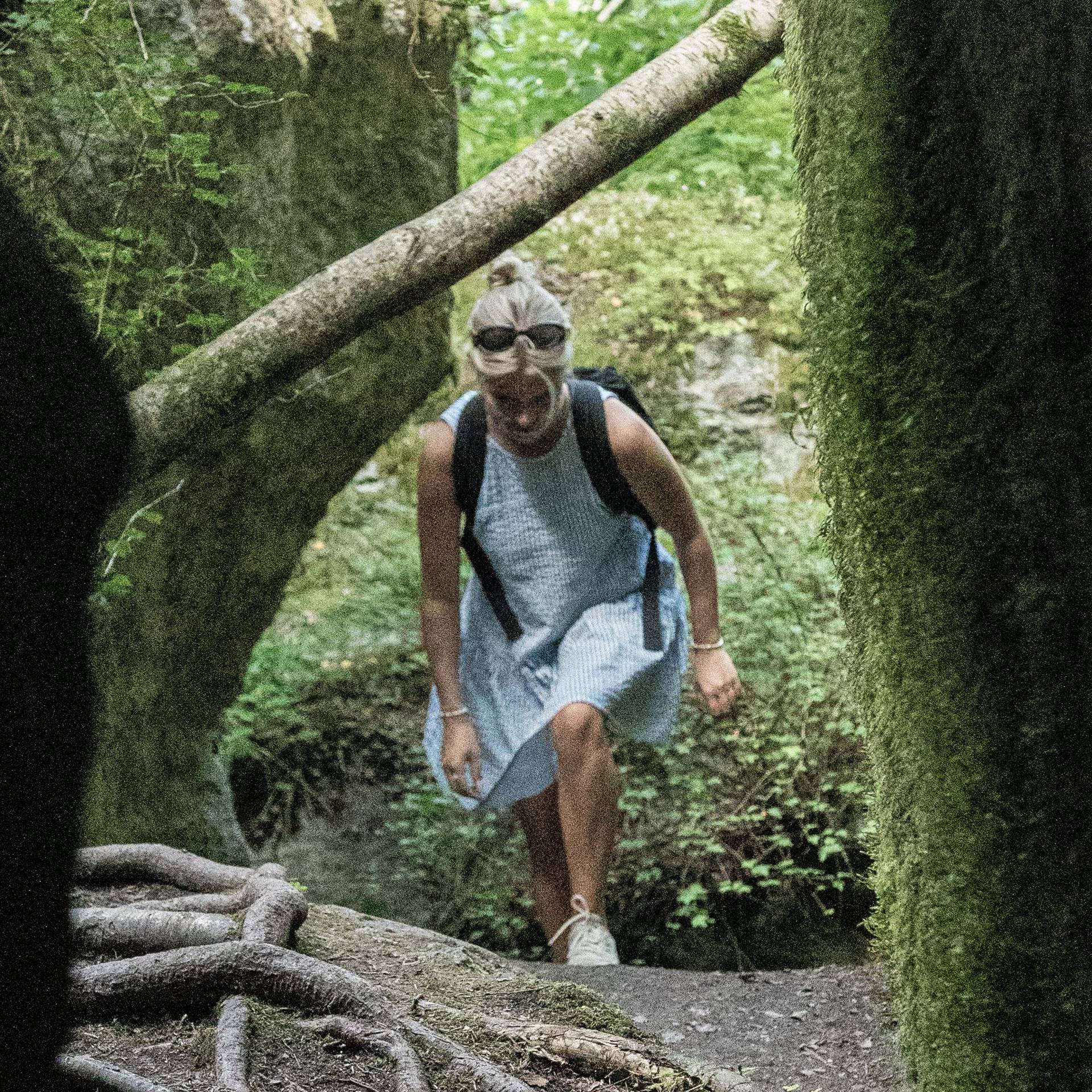 A woman hiking in the archipelago forest