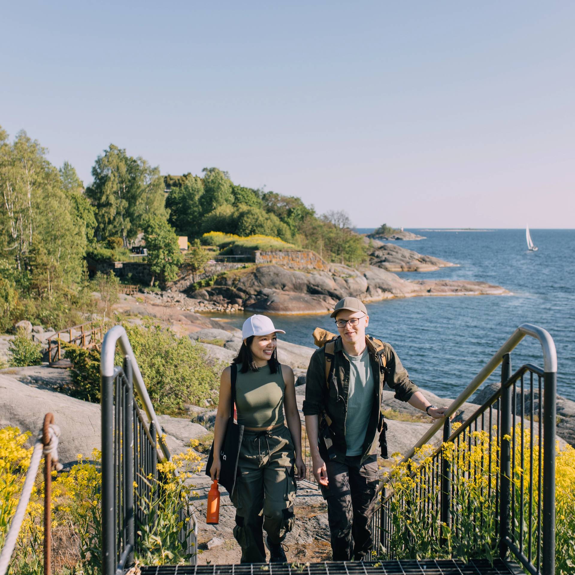 People walking in the Helsinki archipelago.
