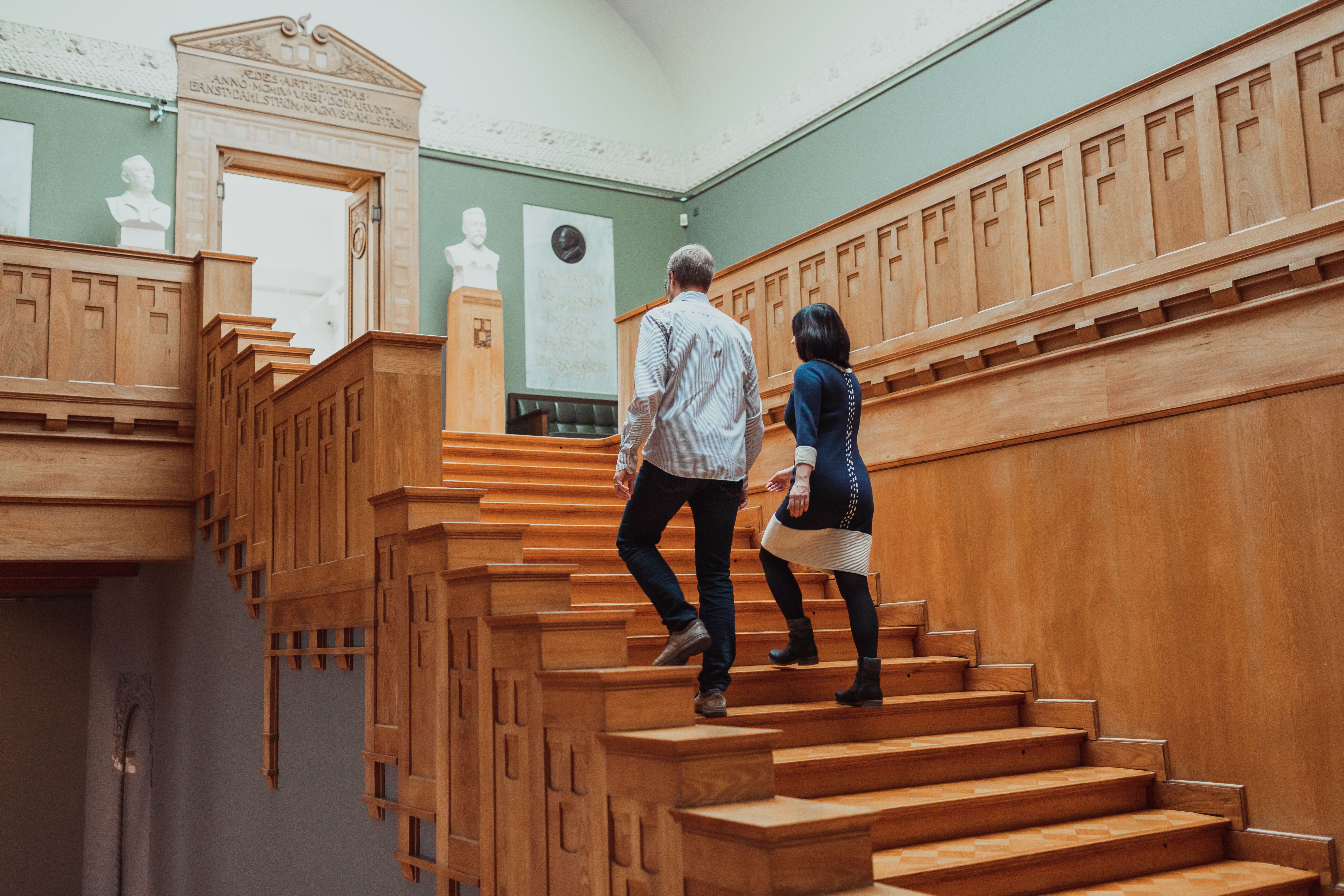 Two people in Turku Art Museum.