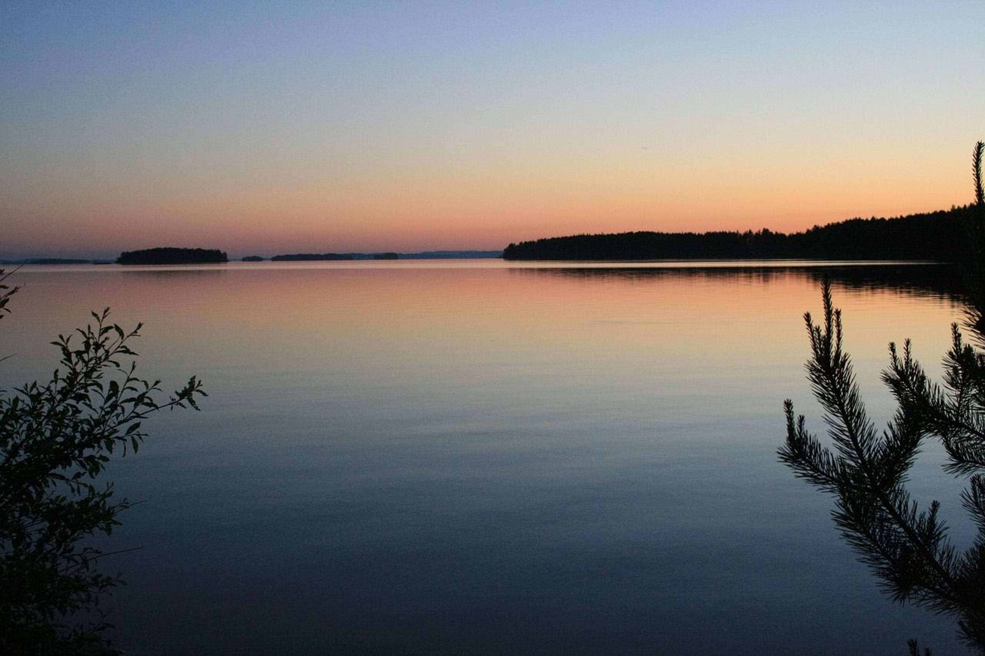 The midnight sun over the water.