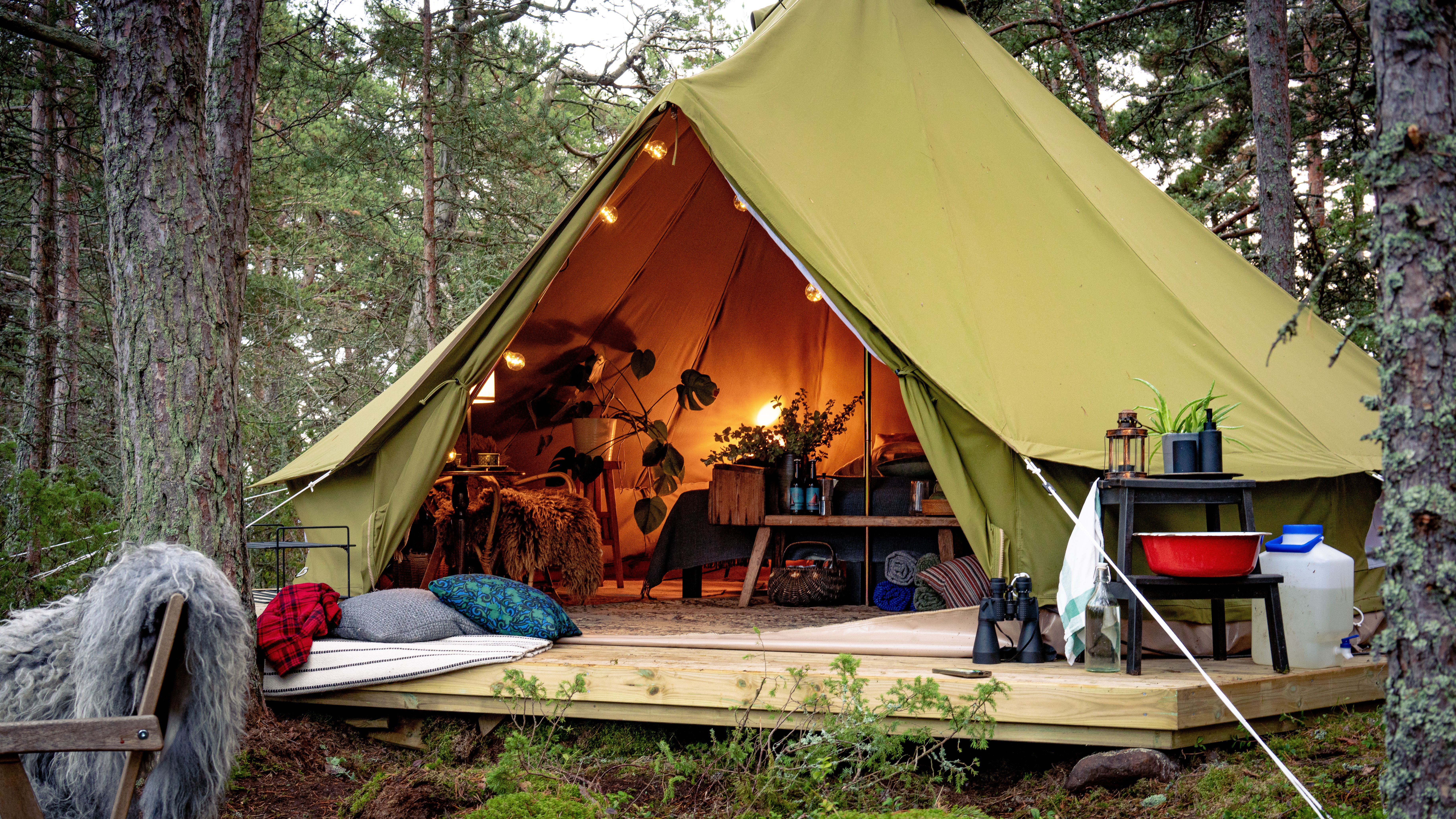 A glamping tent