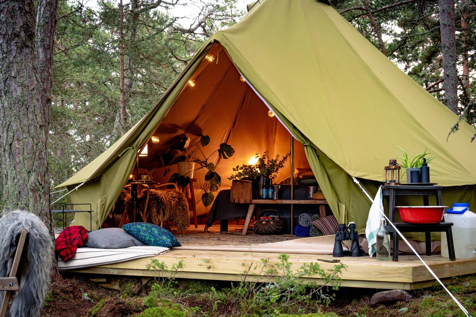 A glamping tent