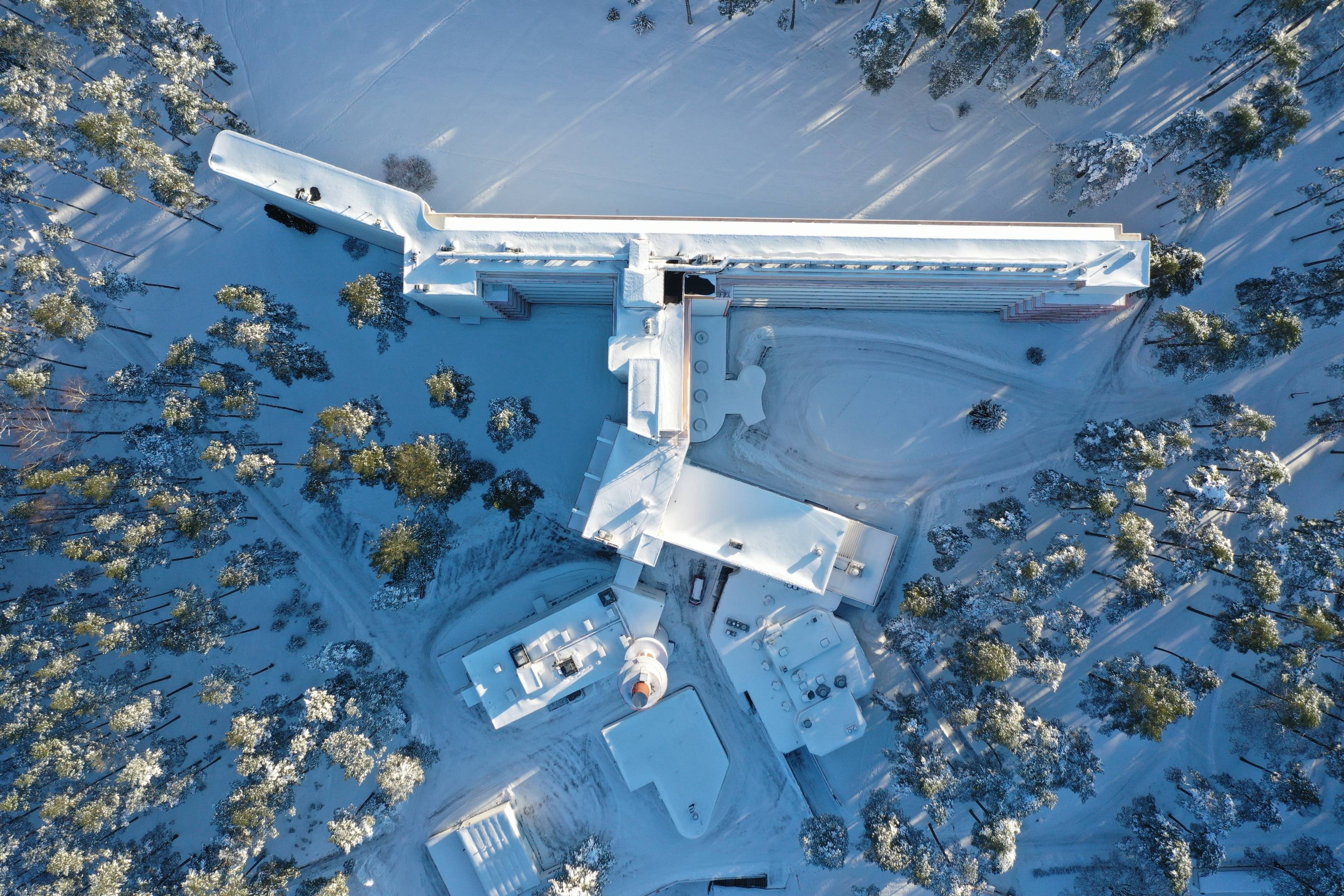 Paimio sanatorium from the air in winter