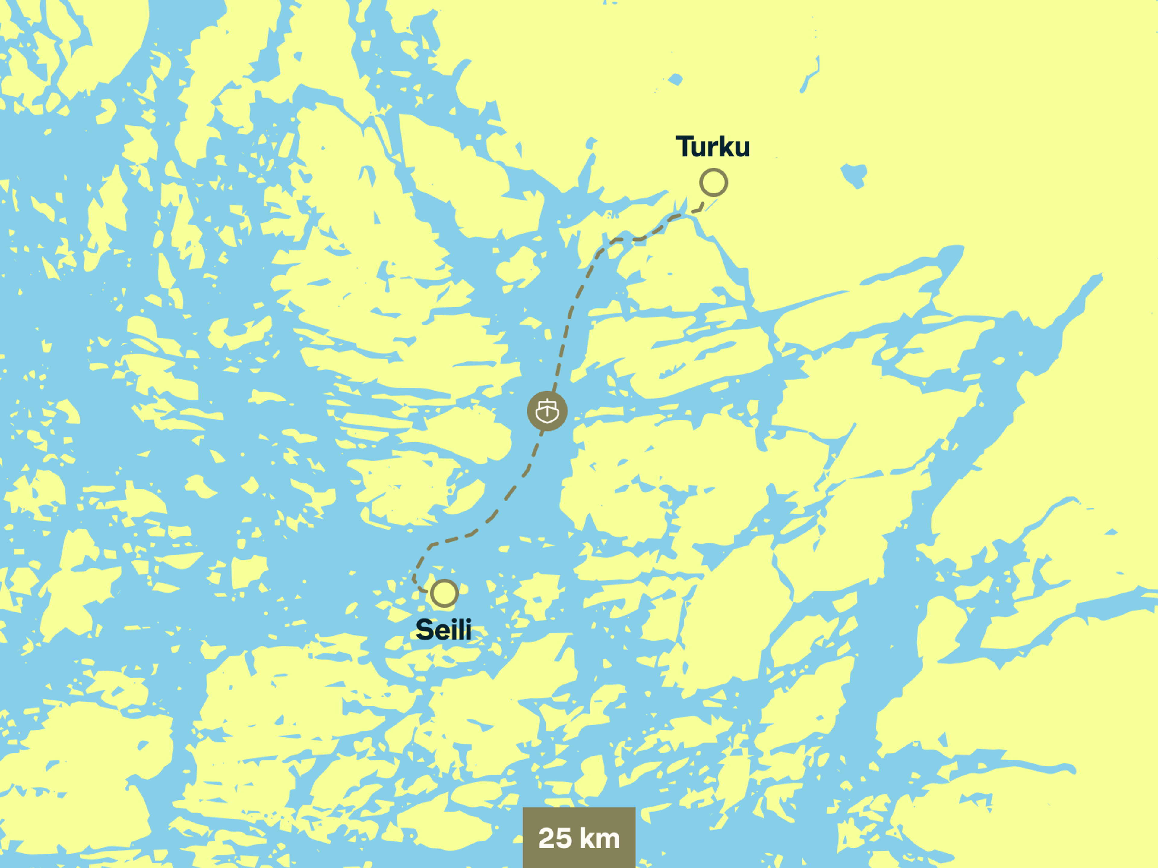 Route from Turku to Seili.