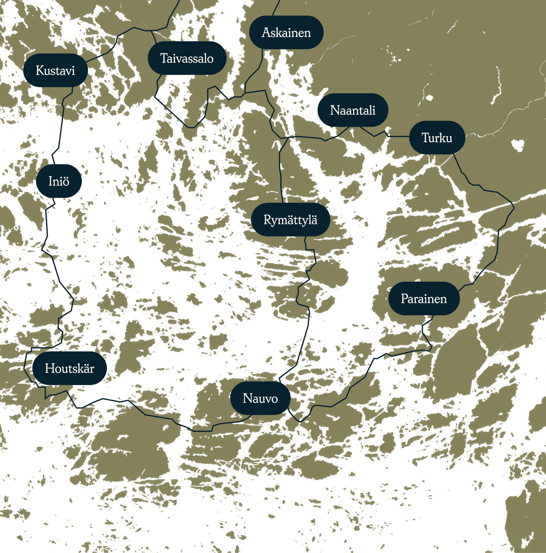 A map of the Archipelago Trail.