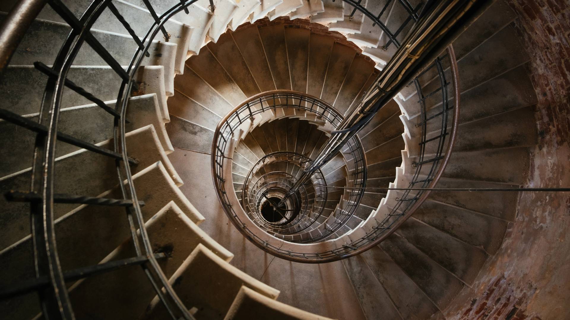 The stairs up to the lighthouse