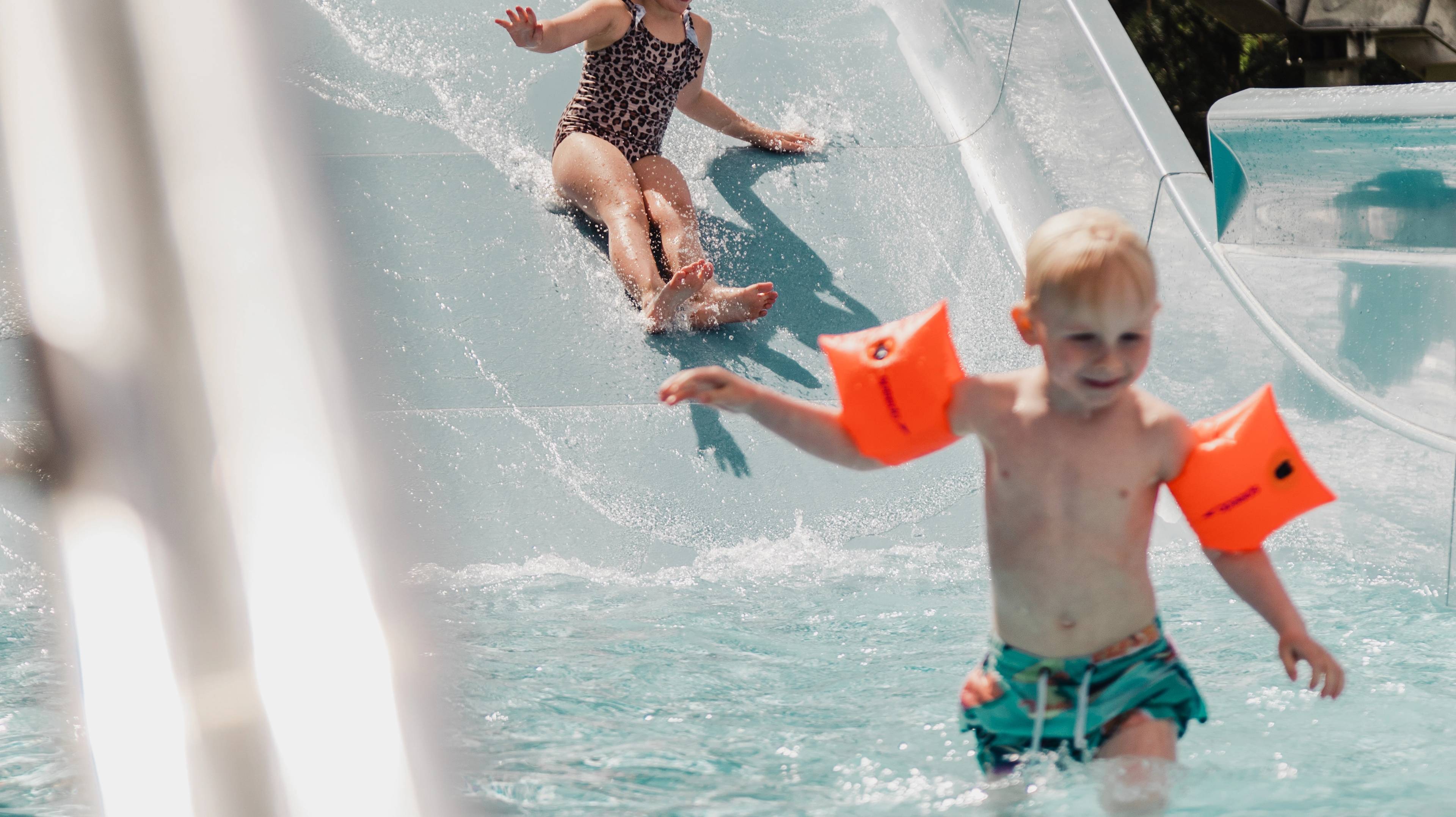 Kids enjoying water park.