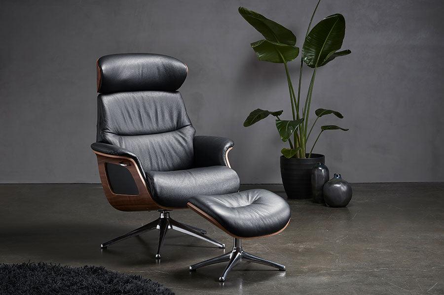 Clement - Reclining Swivel Armchair with footstool