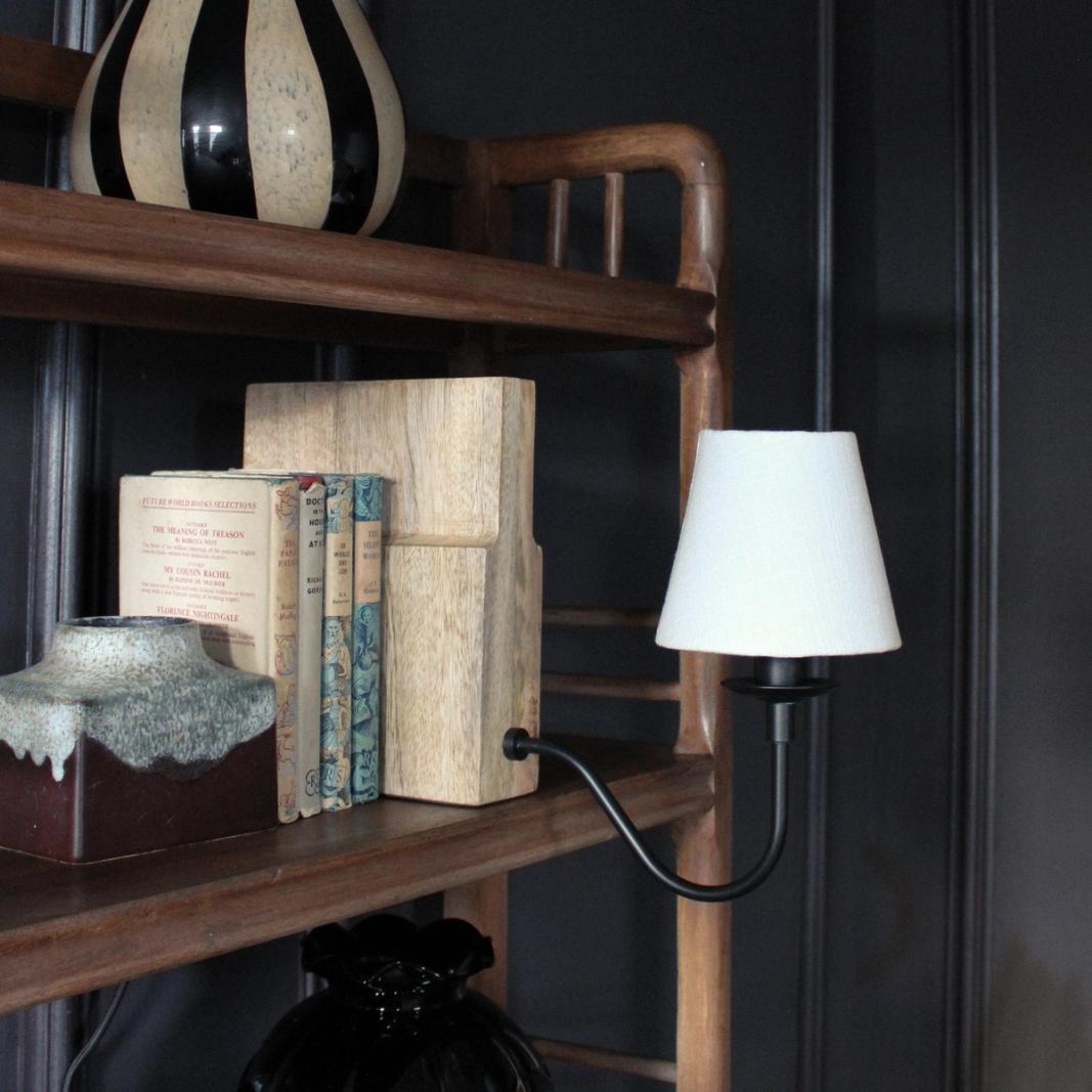 Oriana B - Wooden Bookshelf Lamp With White Shade, view 2