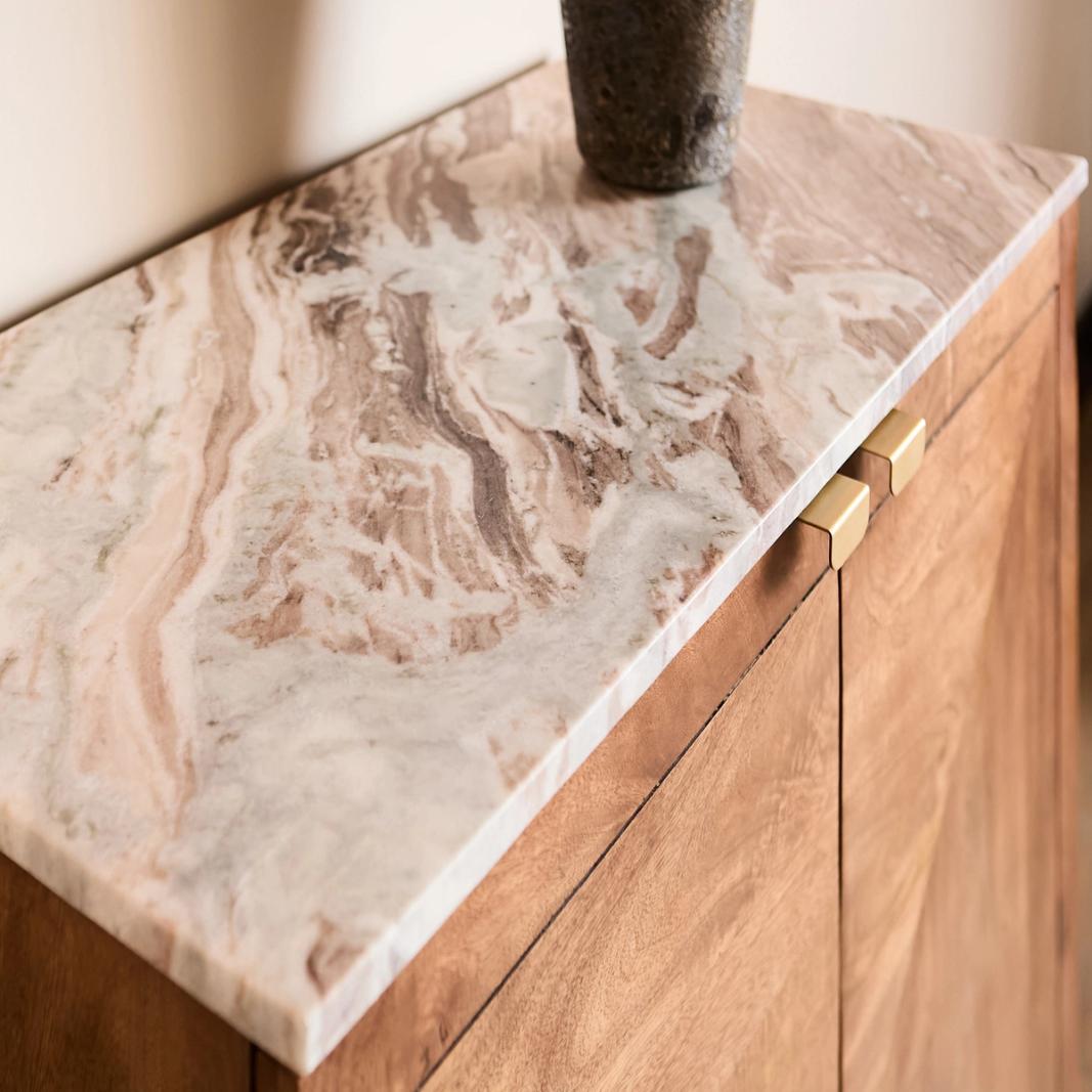 Oriana B - Sunburst Bar Cabinet Brown Marble, view 4