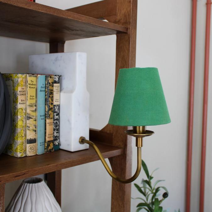 Oriana B - Marble Bookshelf Lamp With Green Shade, view 1