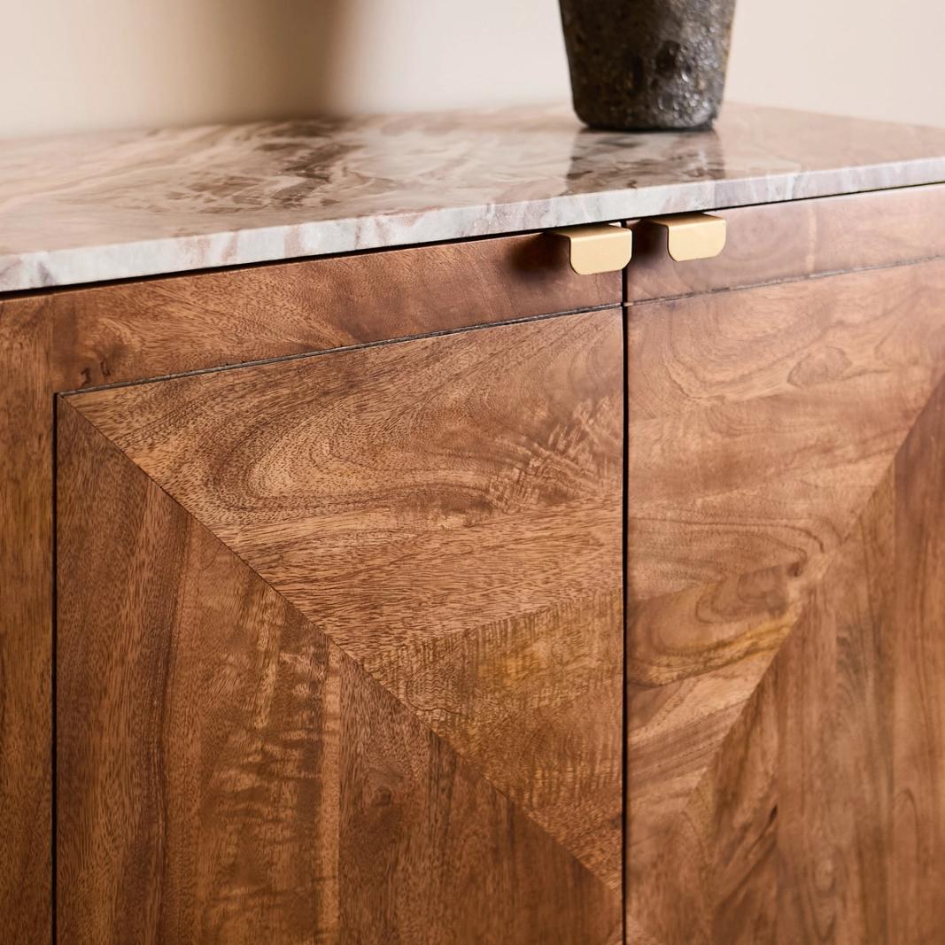 Oriana B - Sunburst Bar Cabinet Brown Marble, view 3