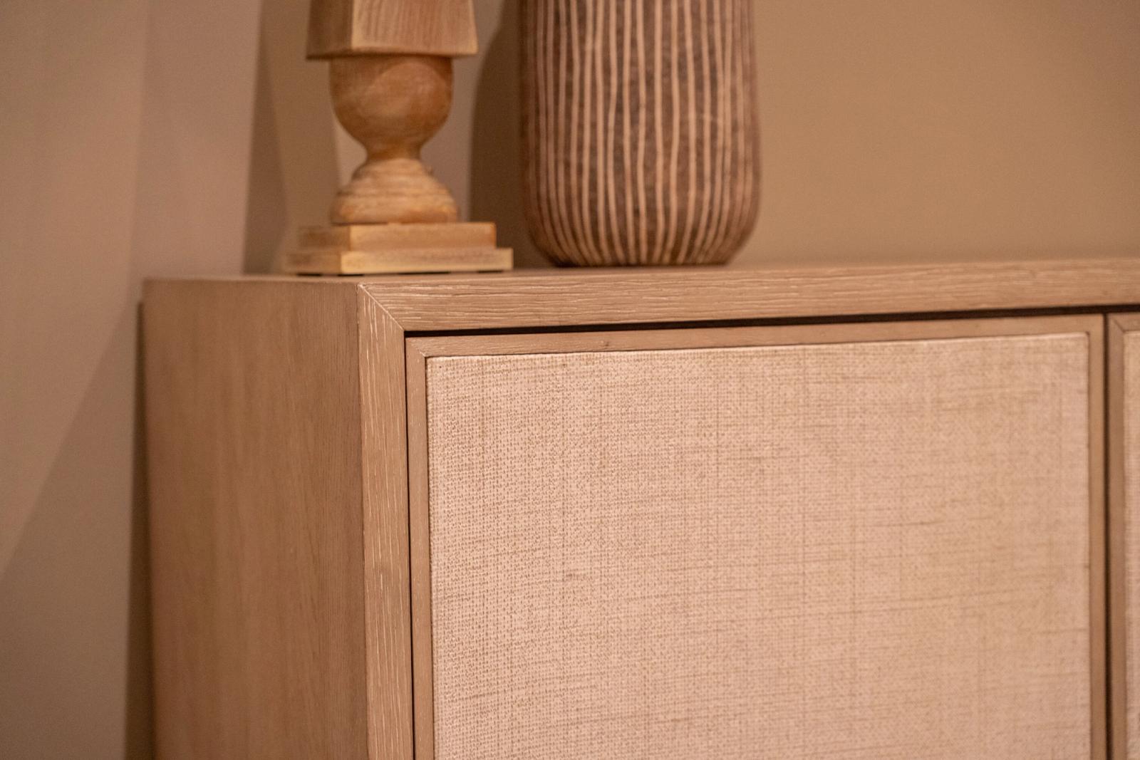 Hooker four-door sideboard, 180cm, top and grasscloth door