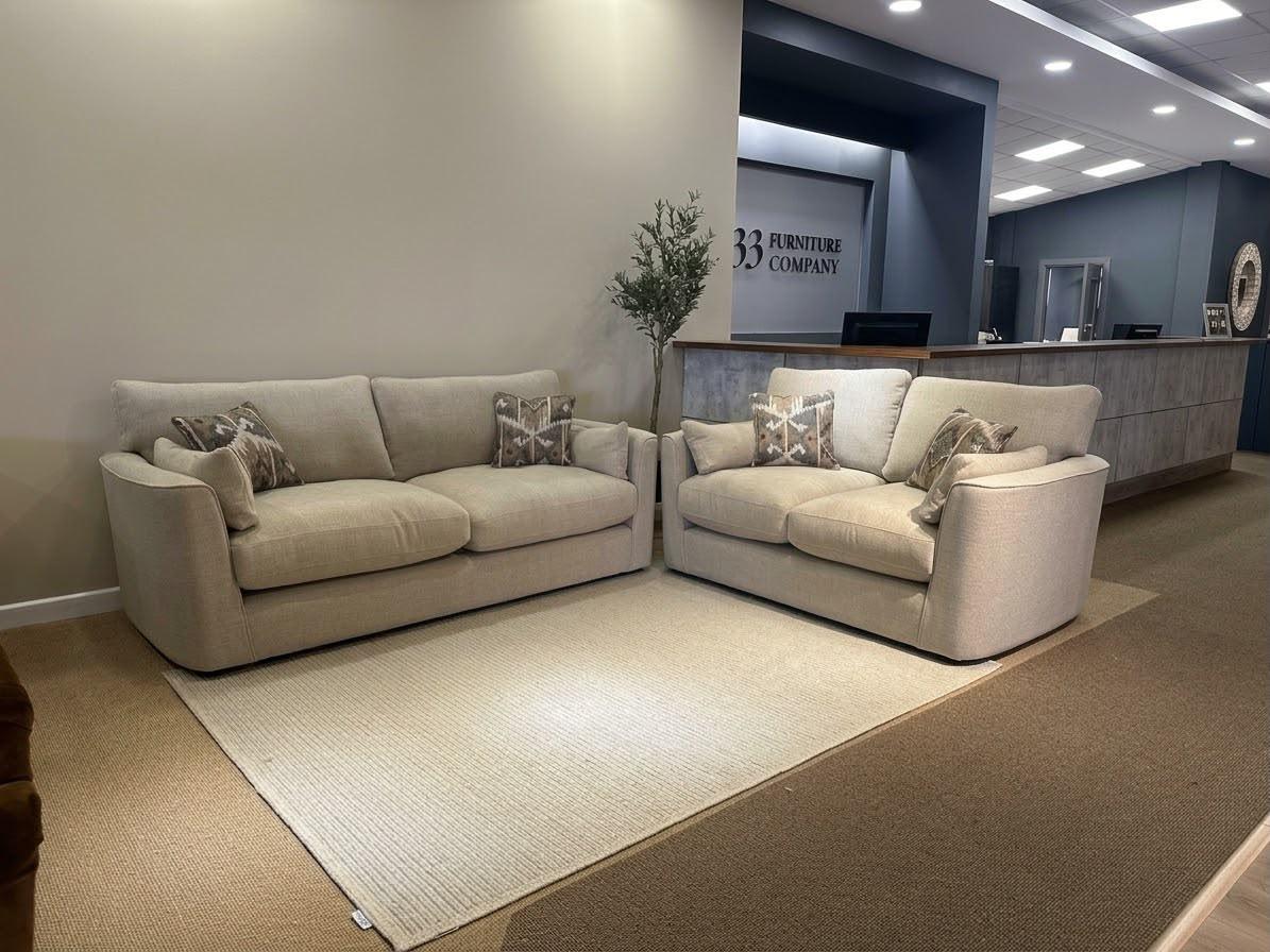 Kinsale sofas in natural fabric in the 1933 showroom