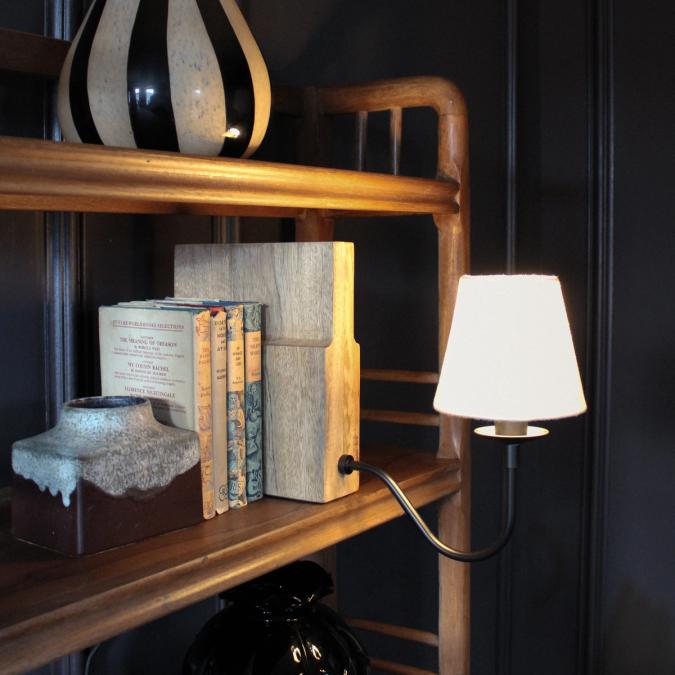 Oriana B - Wooden Bookshelf Lamp With White Shade, view 1