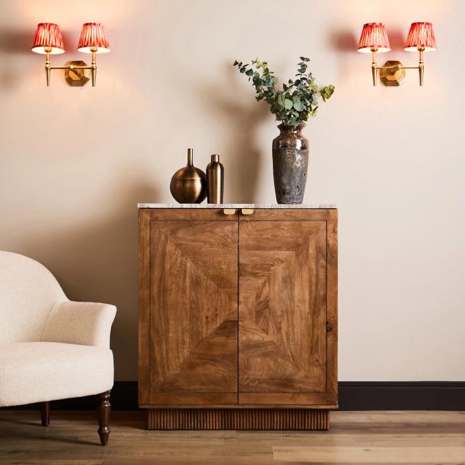 Oriana B - Sunburst Bar Cabinet Brown Marble, view 1