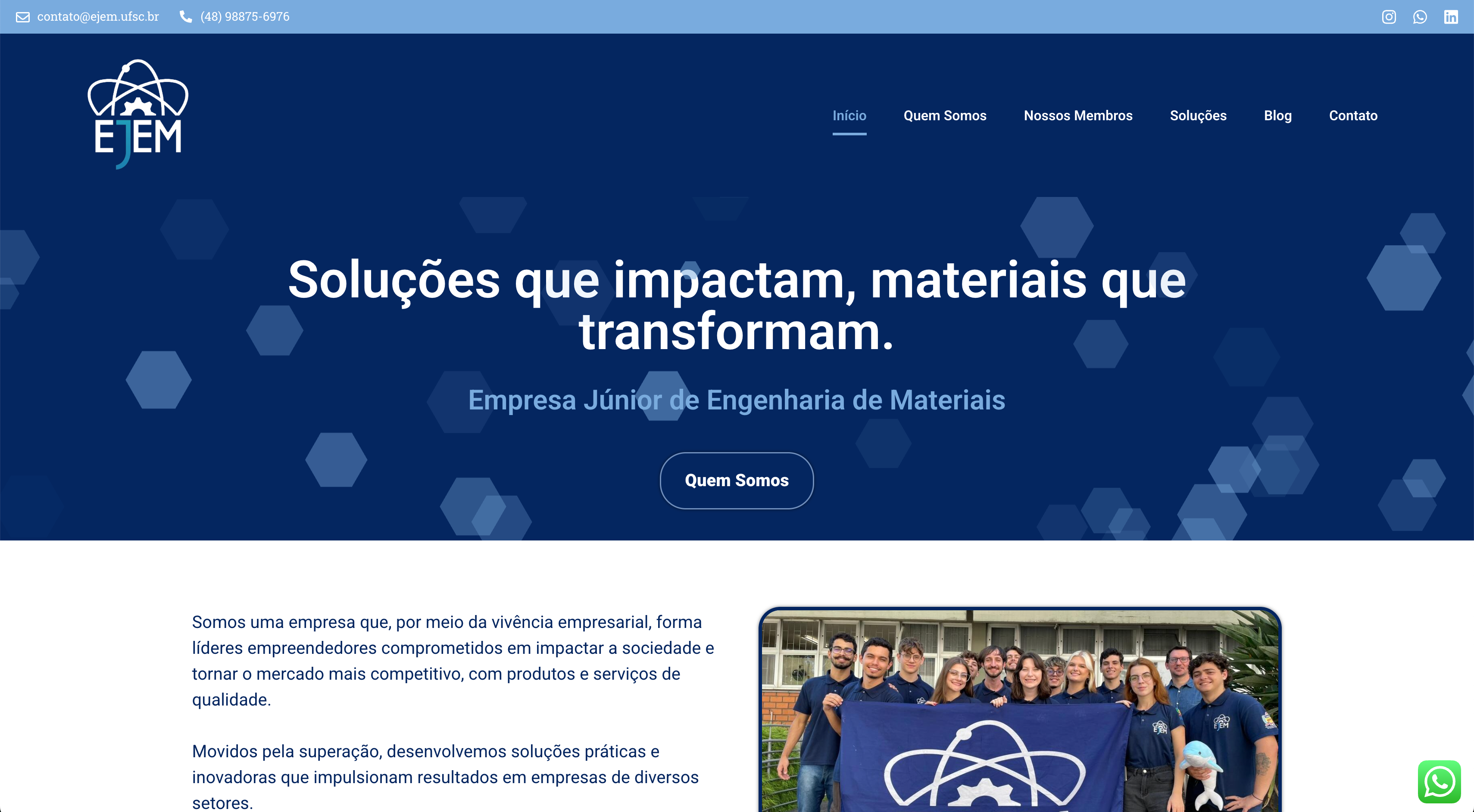 Imagem de pré visualização do projeto EJEM - Empresa Júnior de Engenharia de Materiais