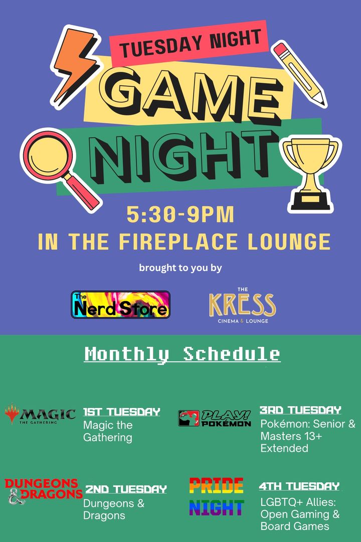 Tuesday Night Game Night @ The Kress Cinema & Lounge