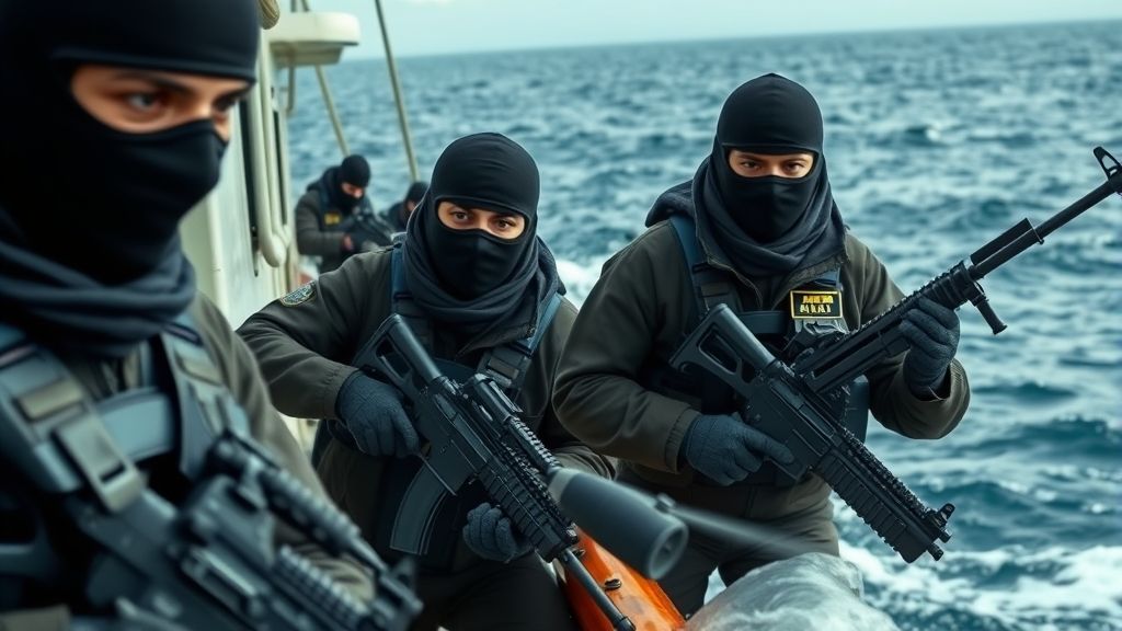 قوات إيرانية ملثمة تظهر في فيديو لاختطاف سفن بشكل مسرحي