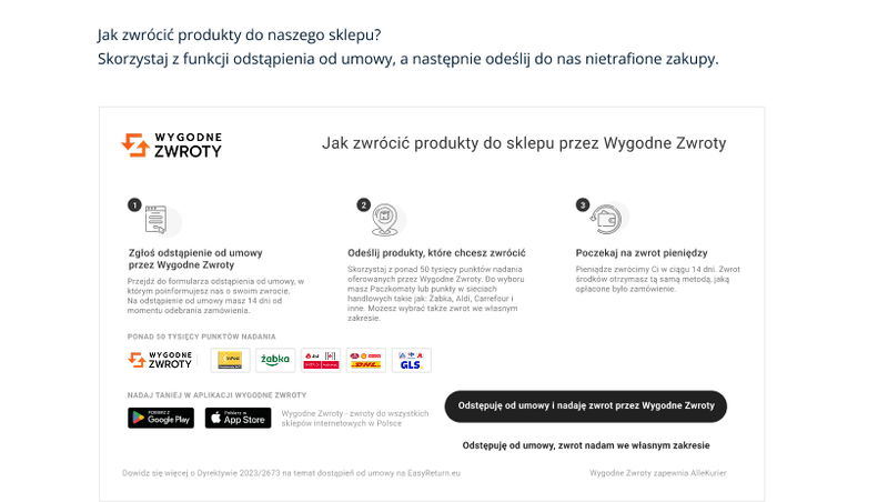 Prawidłowe umieszczenie funkcji odstąpienia od umowy