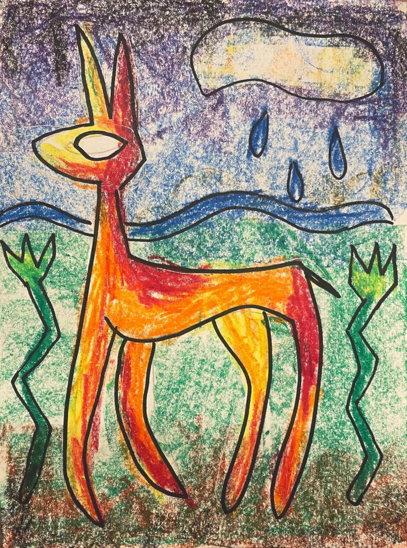Lama Walk Chalk Drawing A5