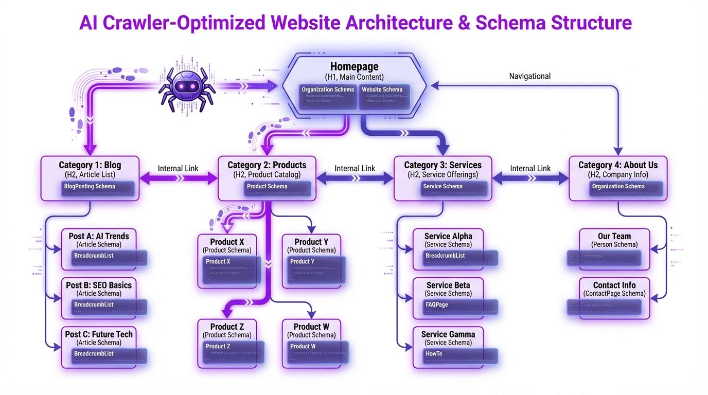 Overview of site architecture optimizations that improve AI model content extraction