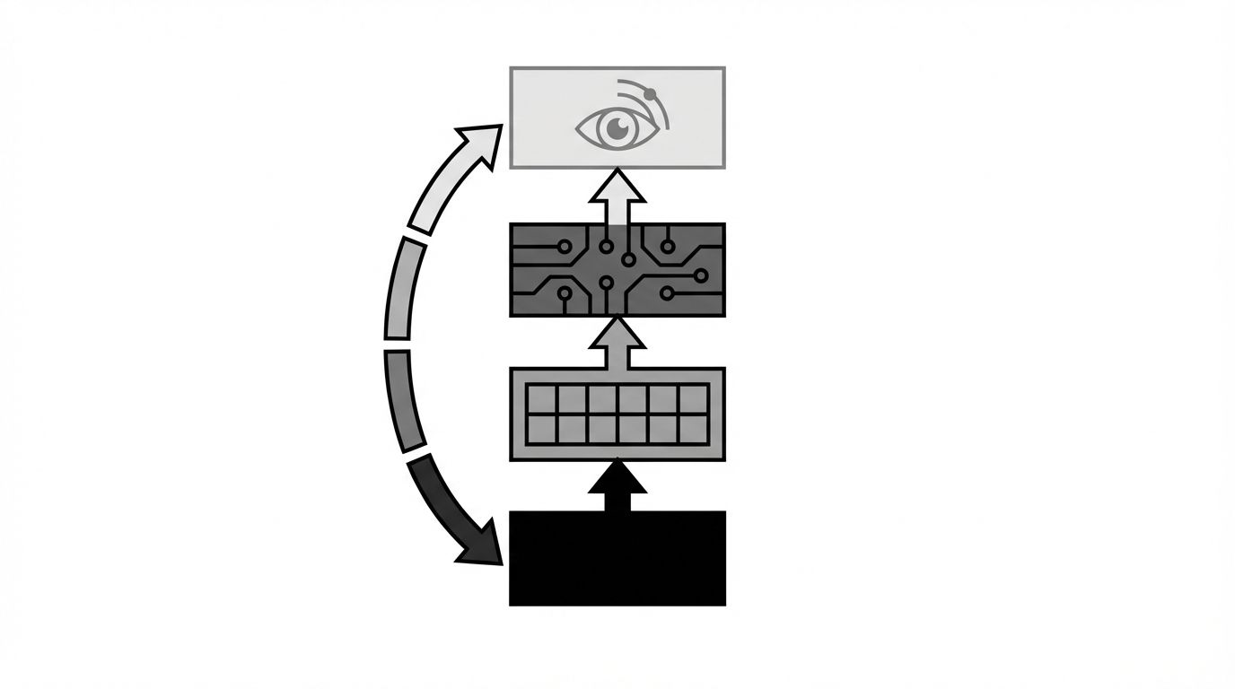 Four-layer GEO strategy framework showing foundation, content authority, structured signals, and monitoring layers stacked in sequence