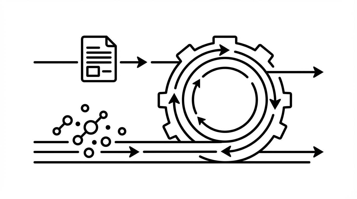 Diagram showing two parallel content tracks converging into a co-citation flywheel where owned citation assets and distributed mention assets reinforce each other for durable AI visibility