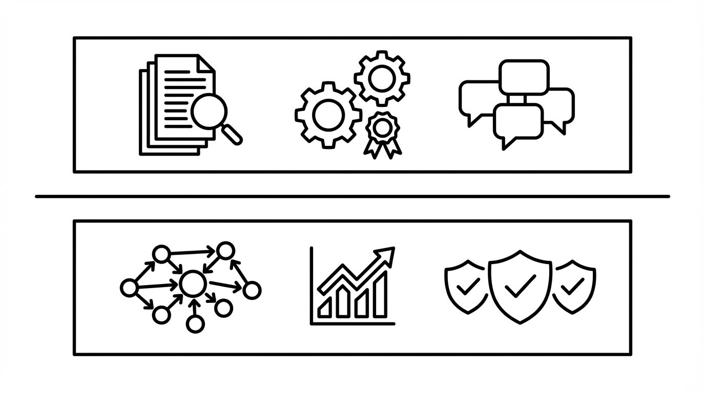 Diagram showing two layers of AI trust with mention authority on top driven by content and citations and agent-executable trust below driven by structured data APIs and verified credentials