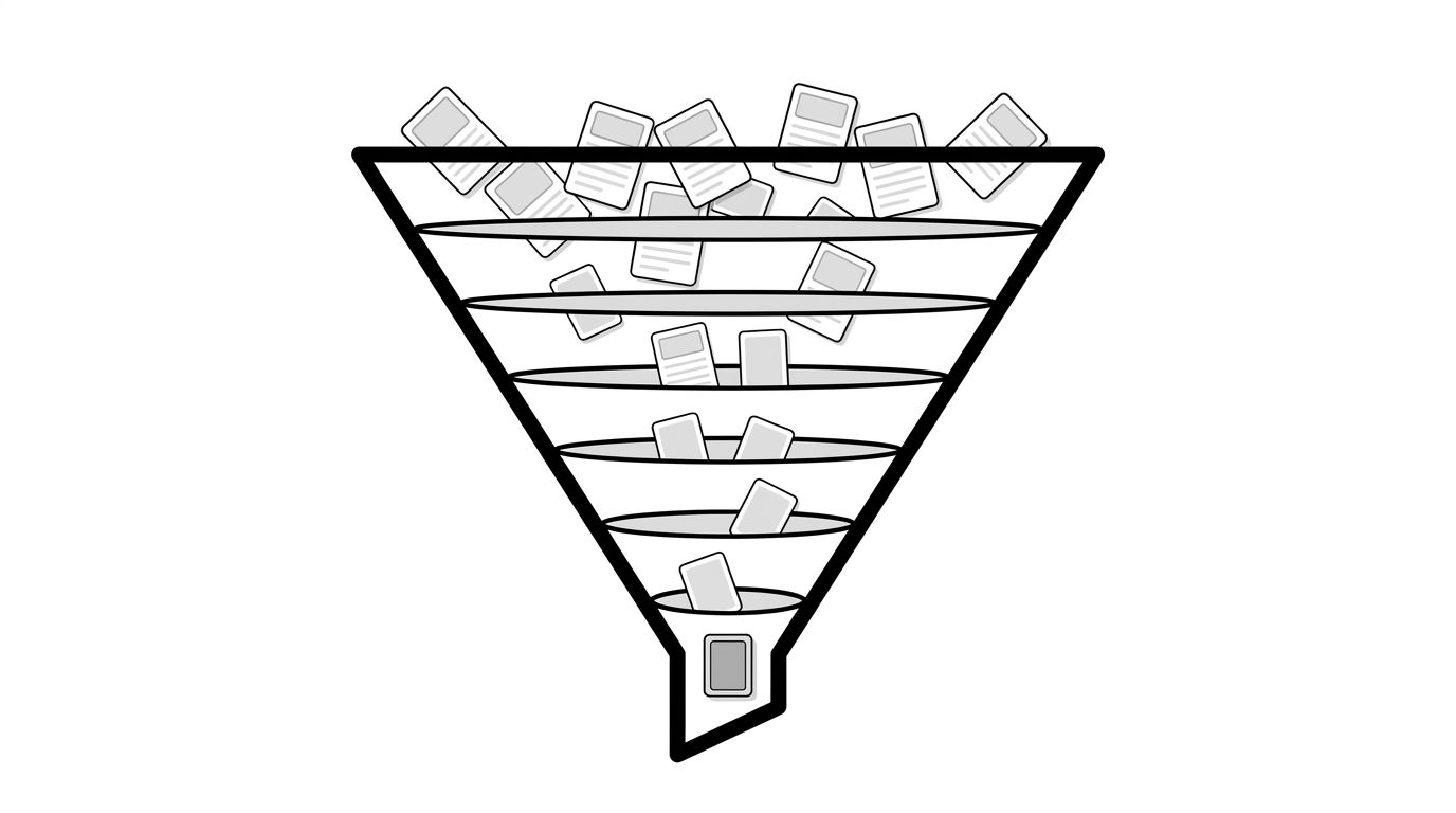 Diagram showing how a voice assistant narrows a query from multiple sources to a single spoken answer