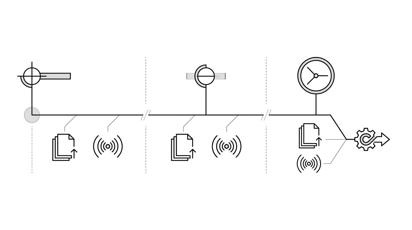Three-phase timeline showing the fix-and-monitor cadence across week 1, week 4, and month 3 of an AI misinformation correction effort