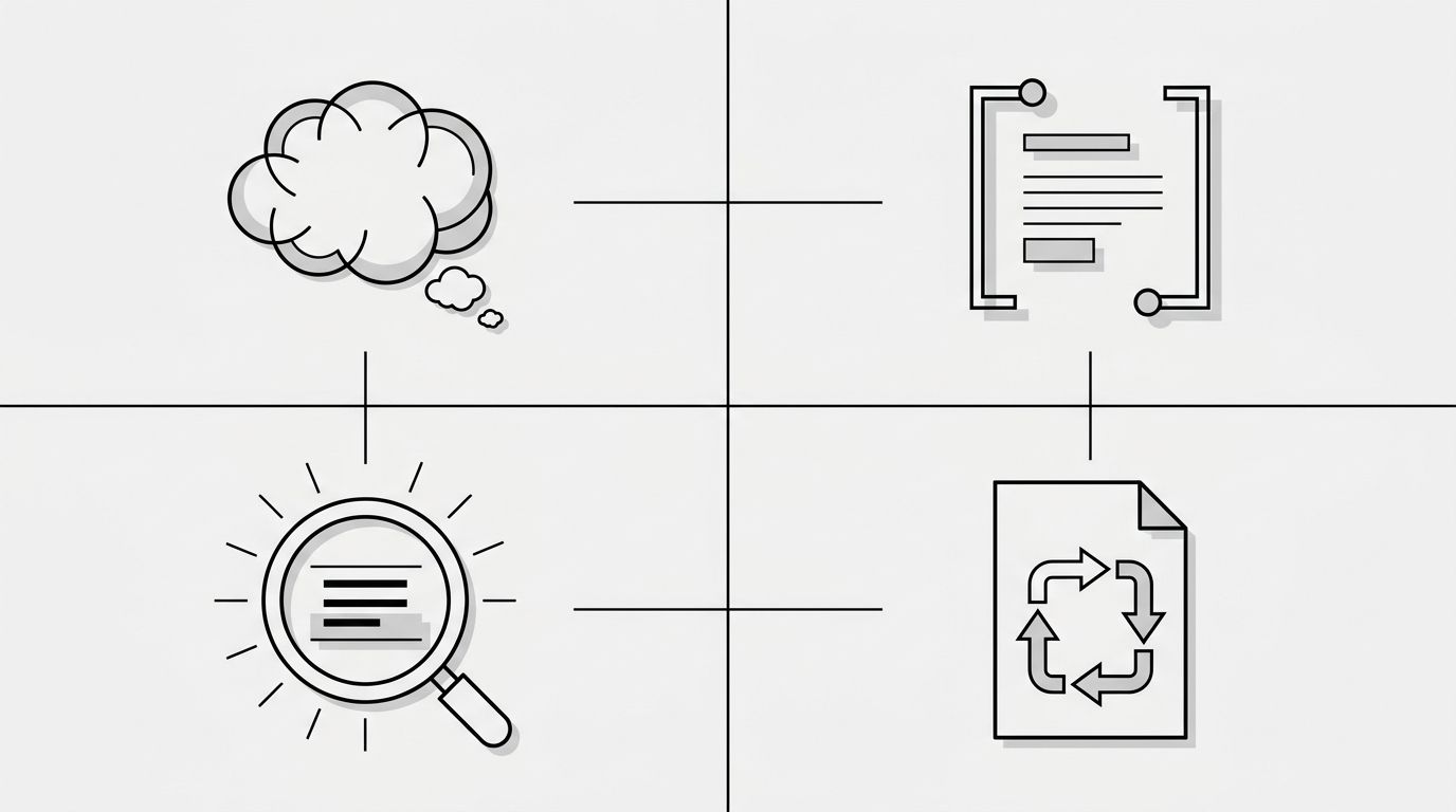 Diagram mapping user journeys across ChatGPT, Perplexity, Google AI Overviews, and Copilot by query type