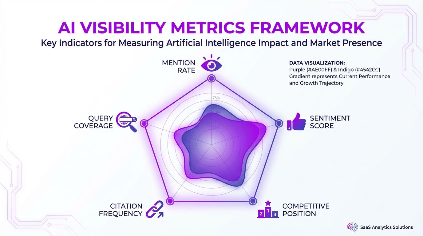 Framework showing the five AI visibility metrics and how they connect