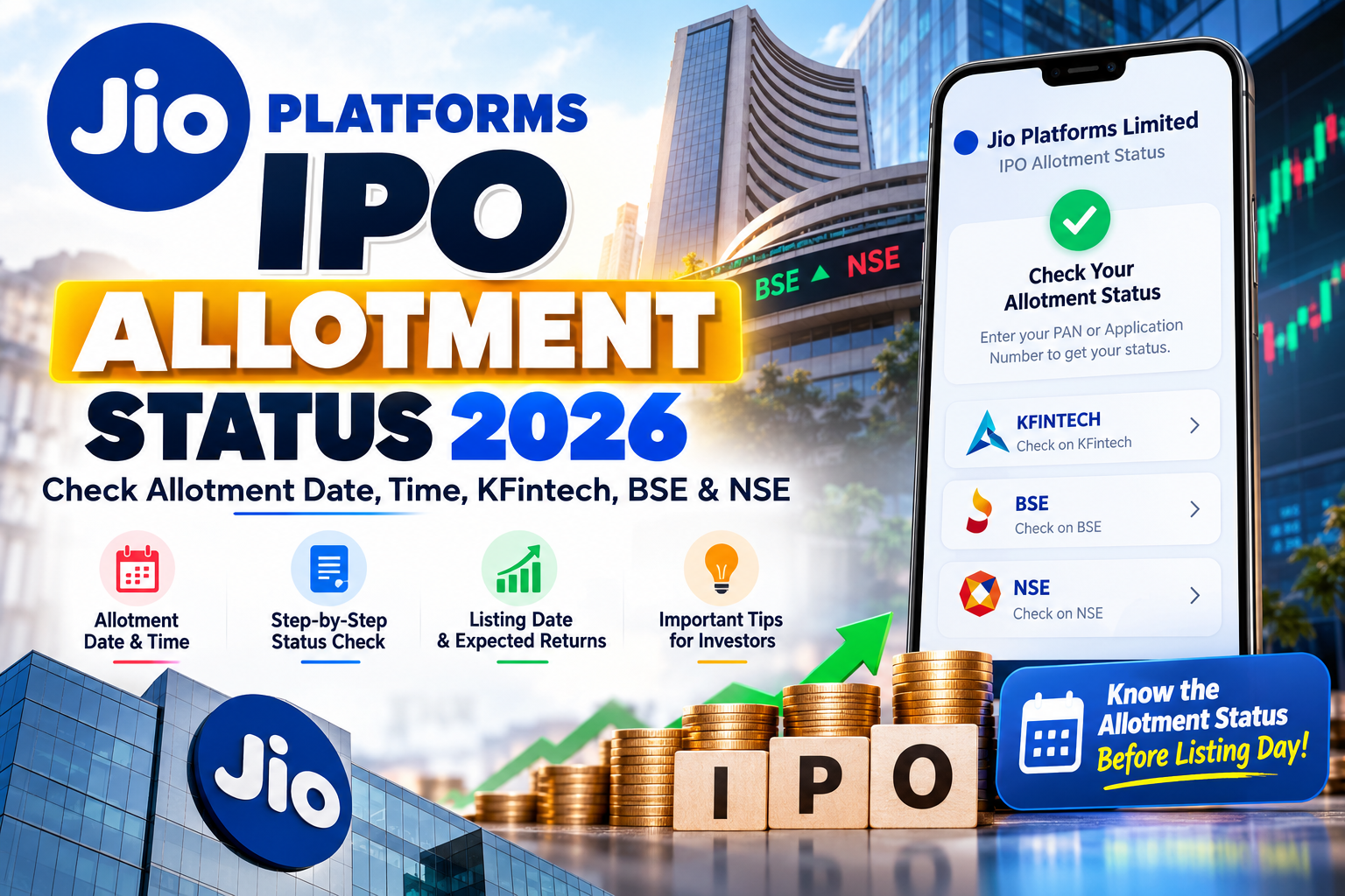 Jio IPO Allotment Status 2026: Check KFintech, BSE & NSE