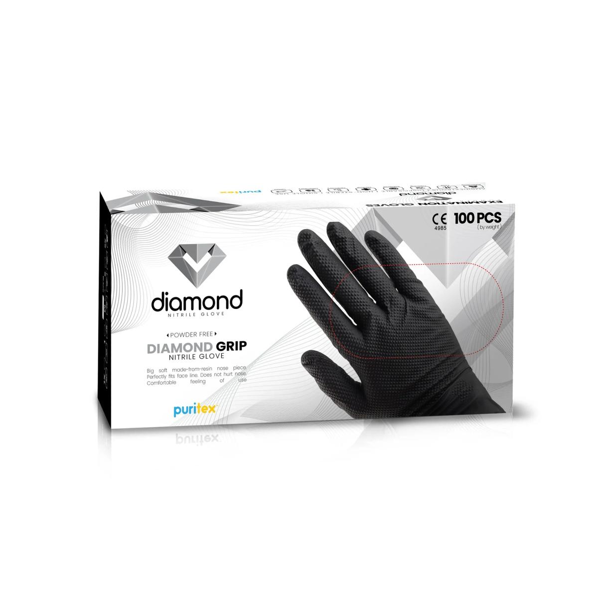 Nitrile Powder Free Diamond Grip Glove – Black