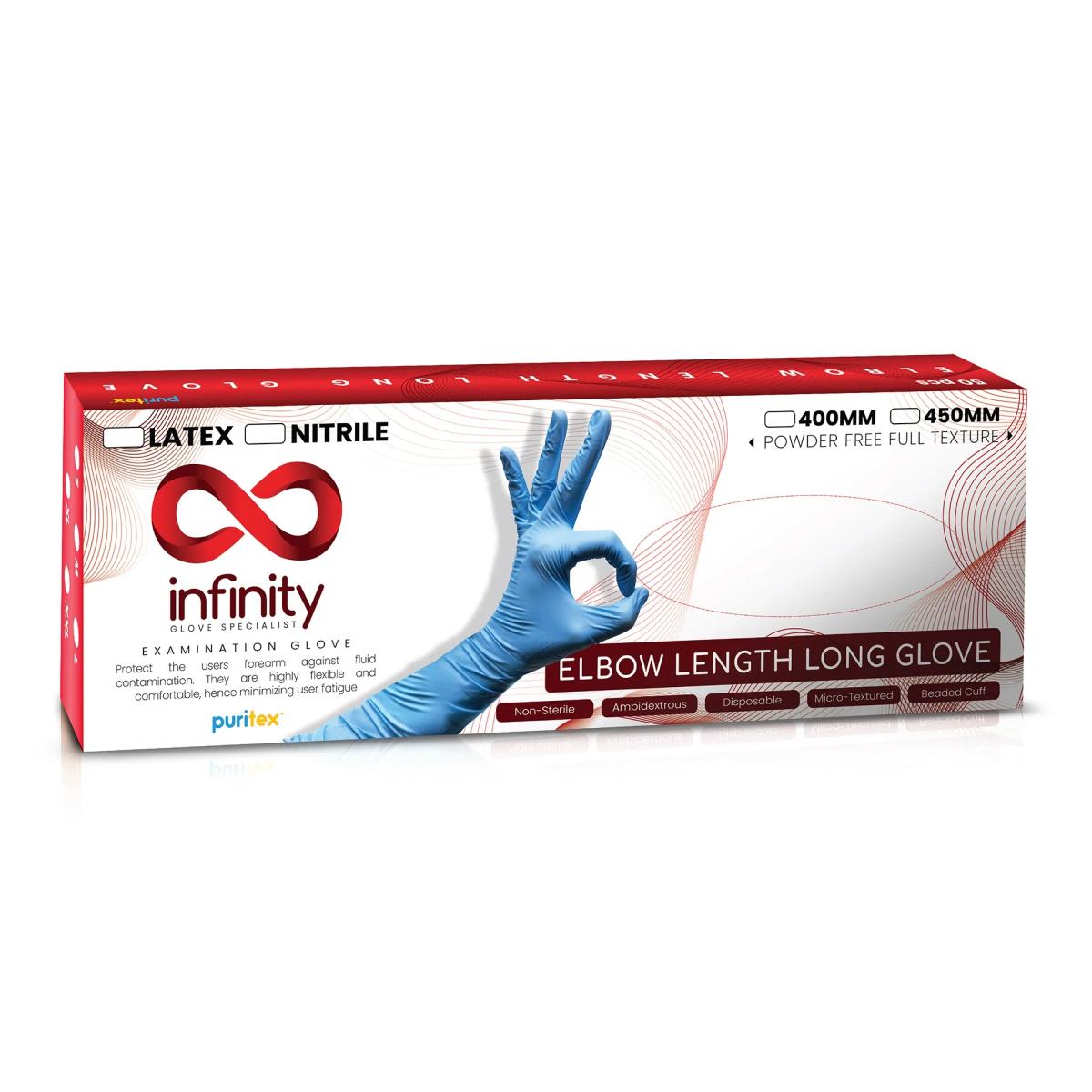 Nitrile Powder Free Examination Elbow Length Glove 16″(400mm)