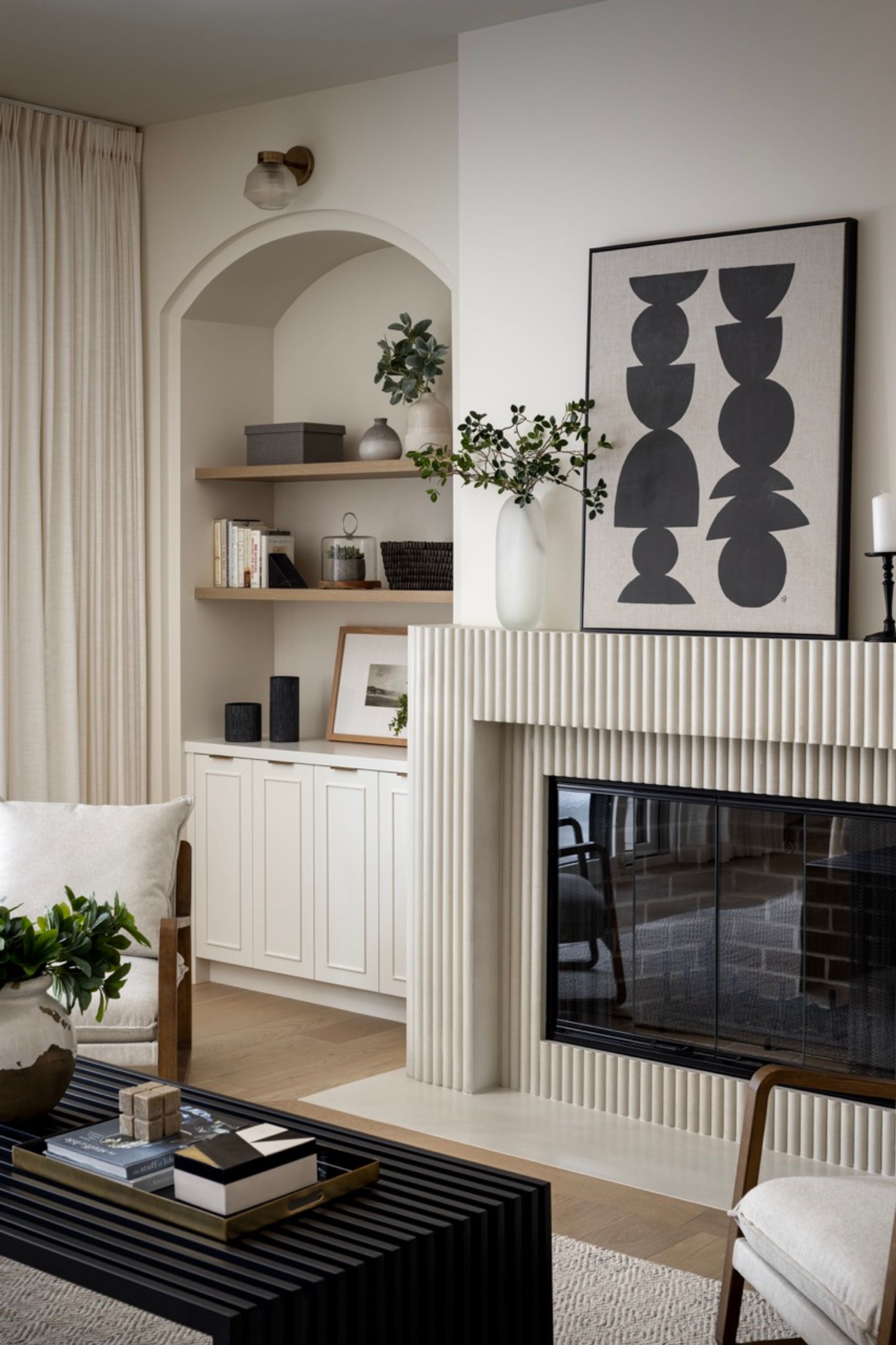 Fireplace in the Riverdale home