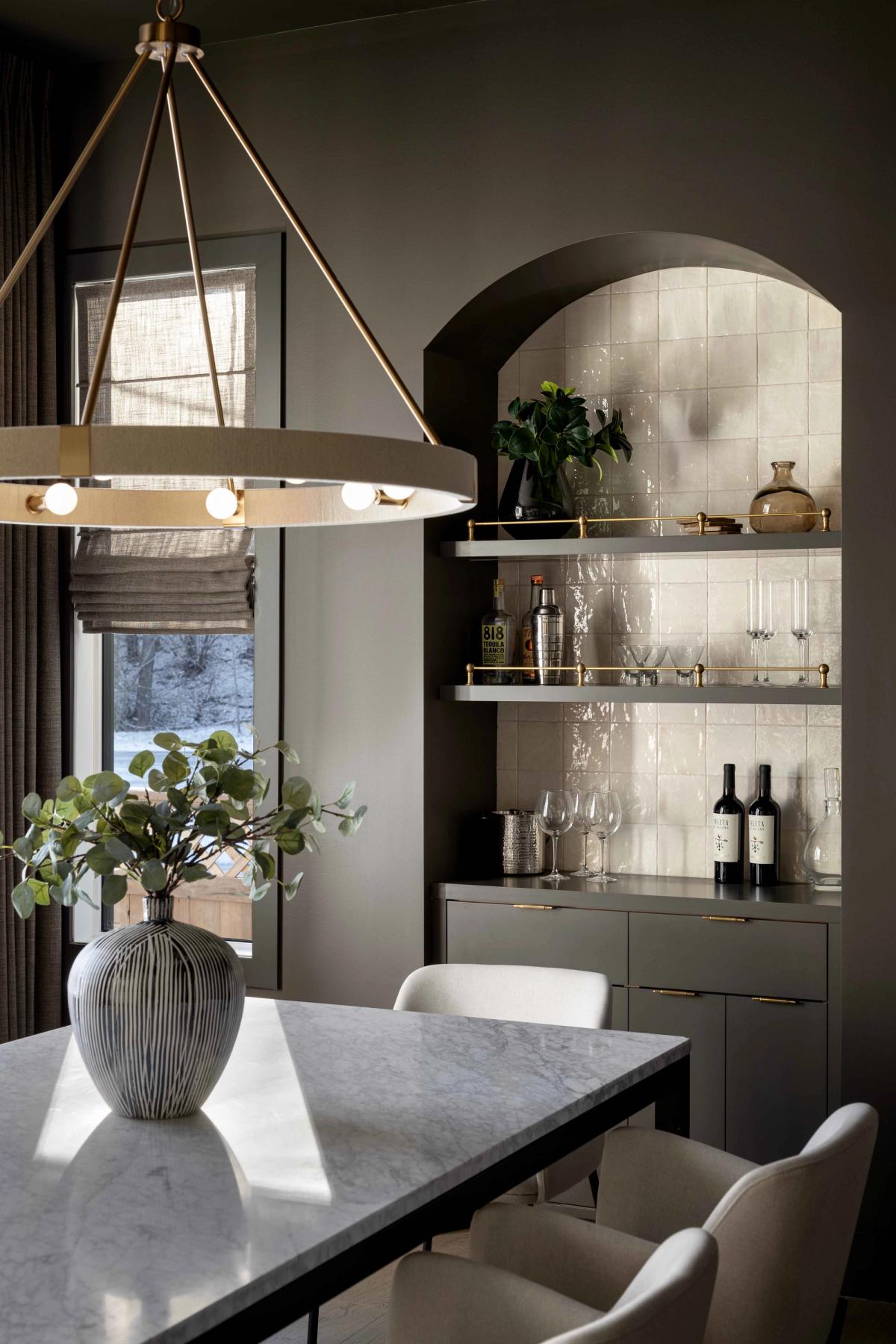Dining room bar in the Riverdale home