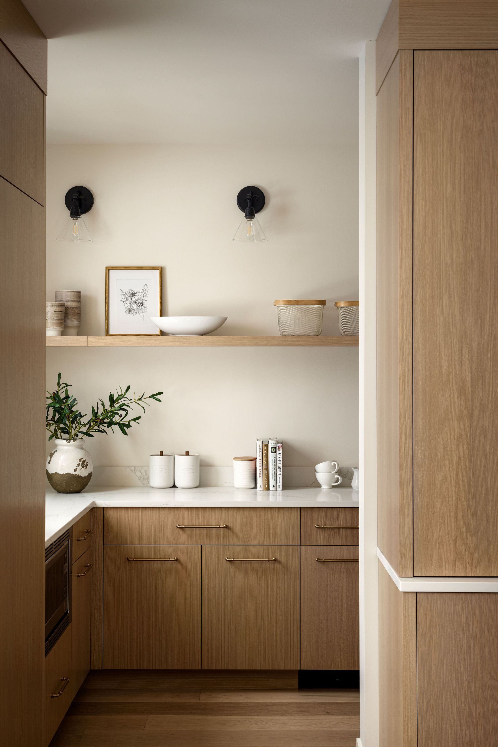 Coffee nook with wood cabinets in the Priddis home
