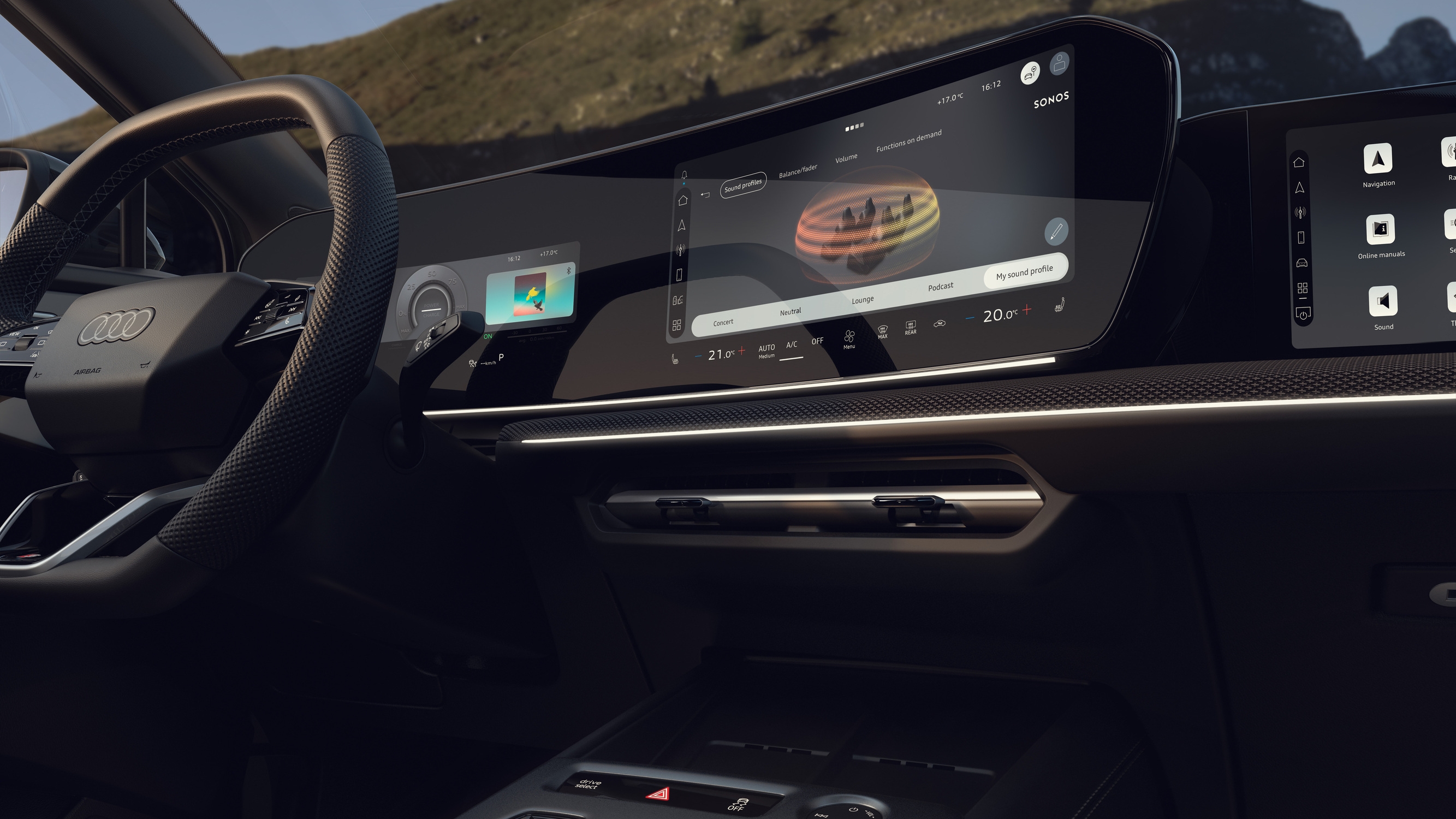 Opptil tre skjermer er mulig å få i nye Q4 Sportback e-tron.