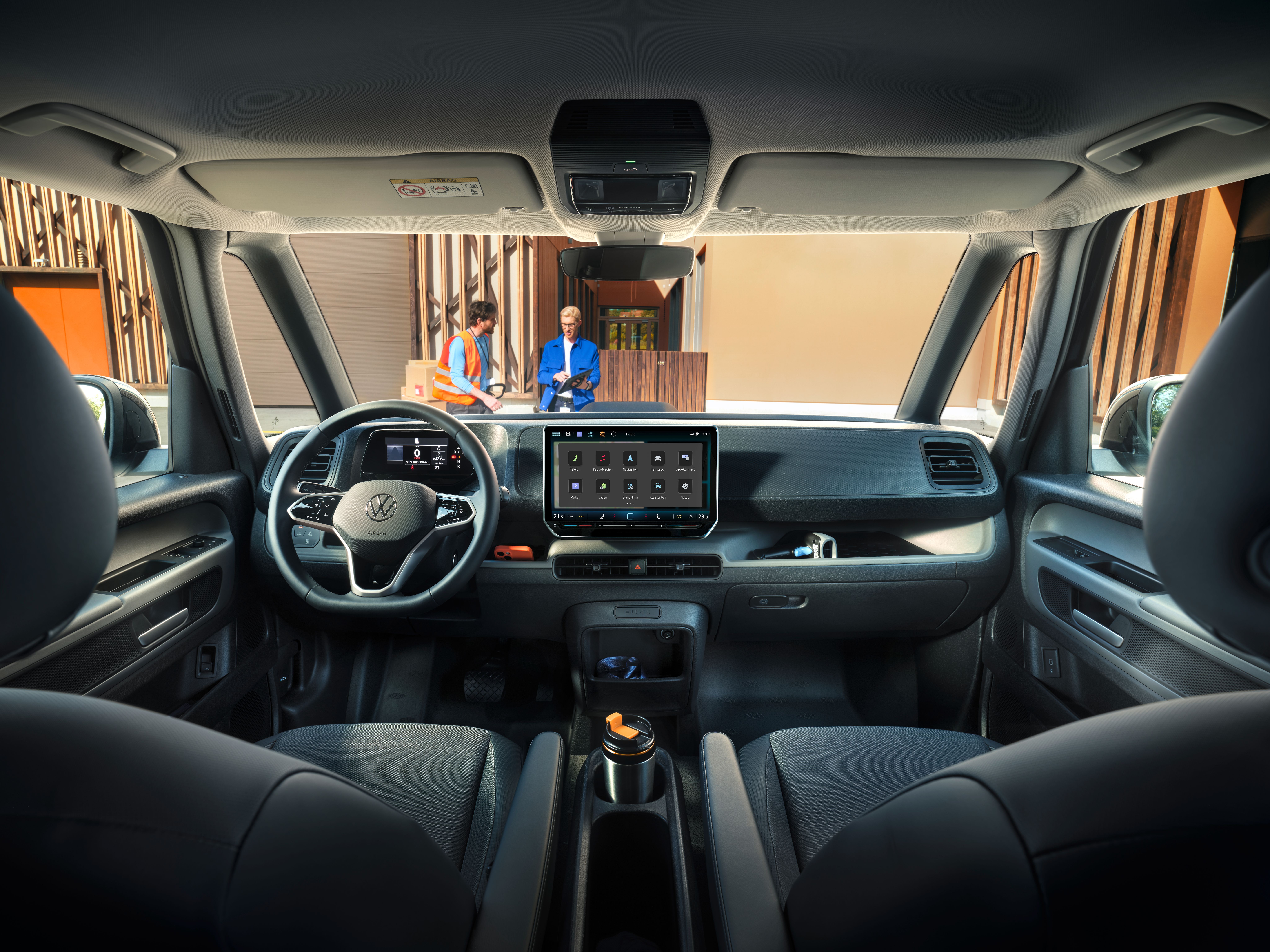 Interiøret i ID. Buzz Cargo - her som toseters varebil.