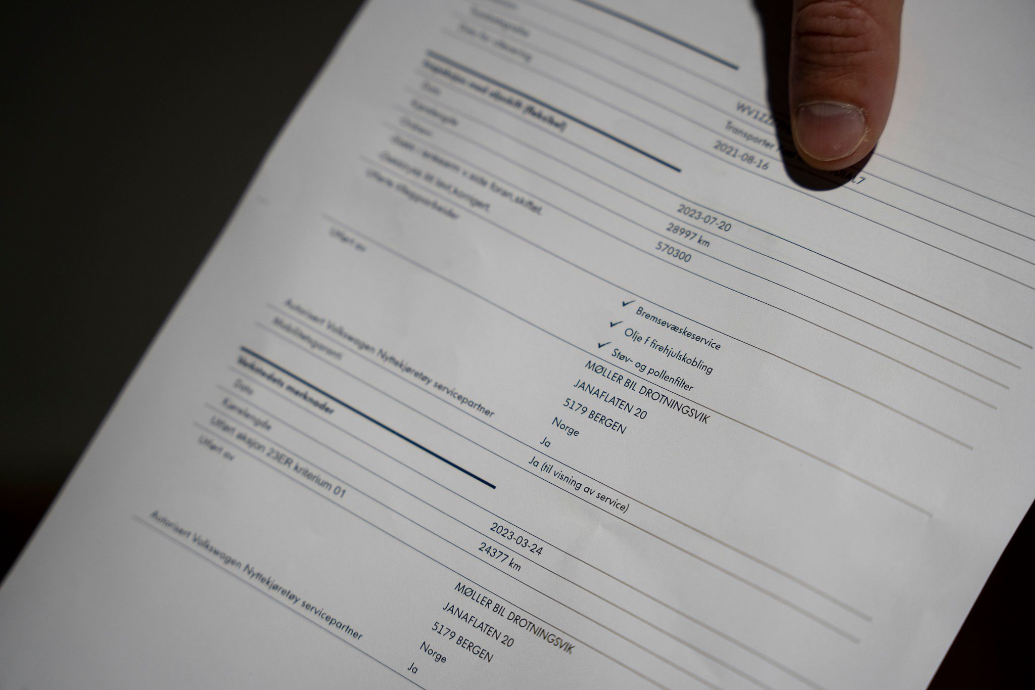 På nyere biler er all servicehistorikk digital, men det mulig å få en kopi etter verkstedsbesøket.