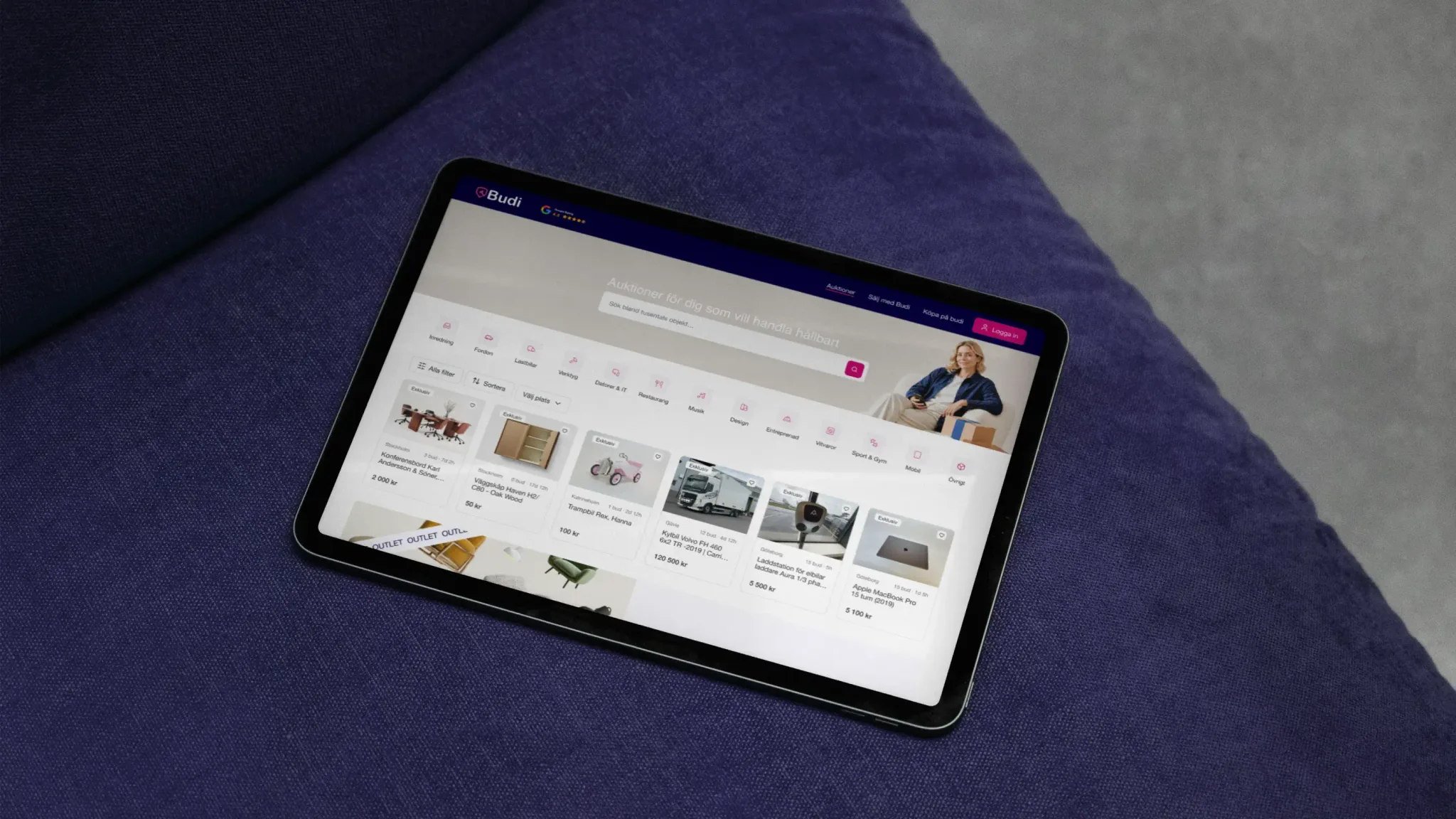 iPad som visar webbplatsen