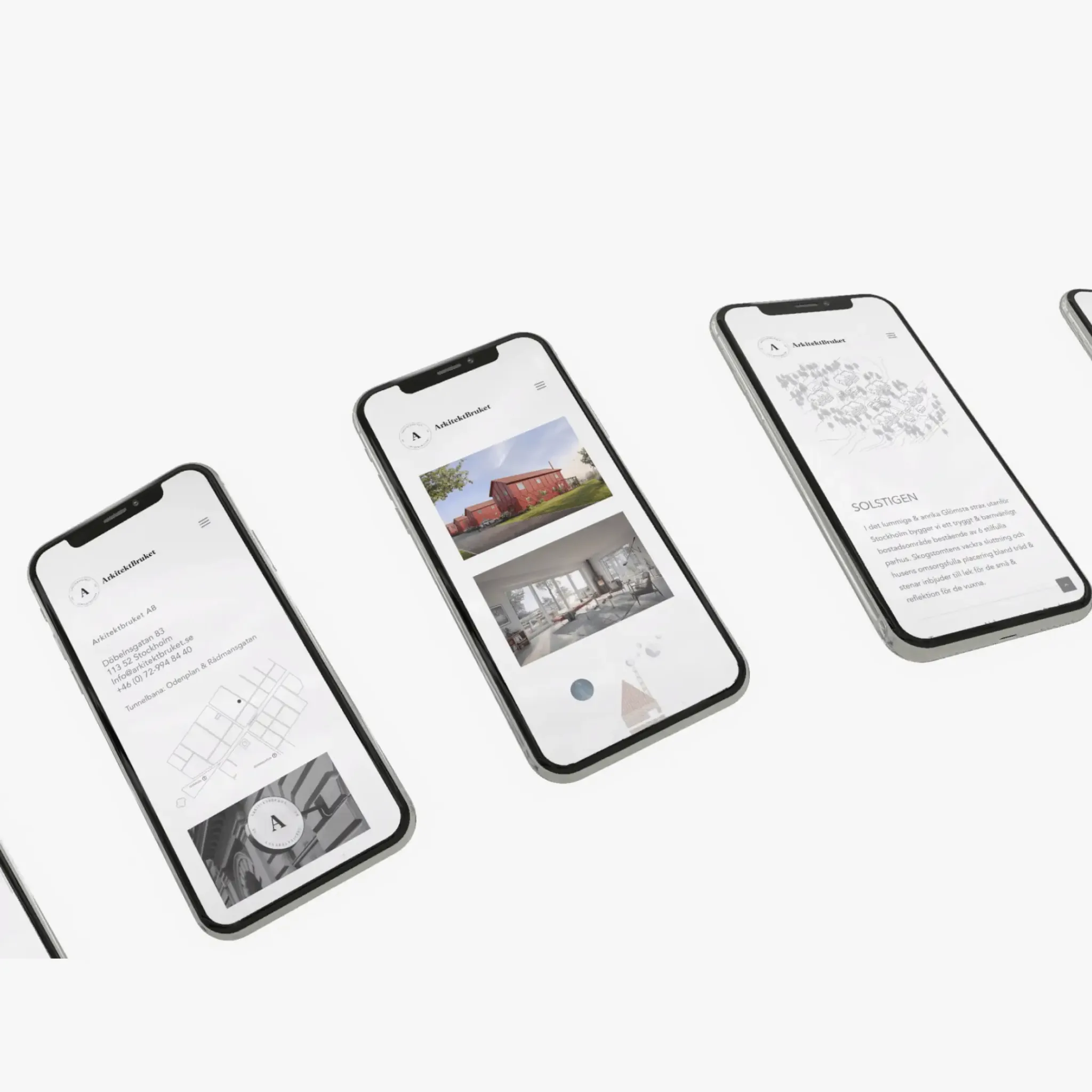 Smartphones som visar användargränssnittselement för webbdesign